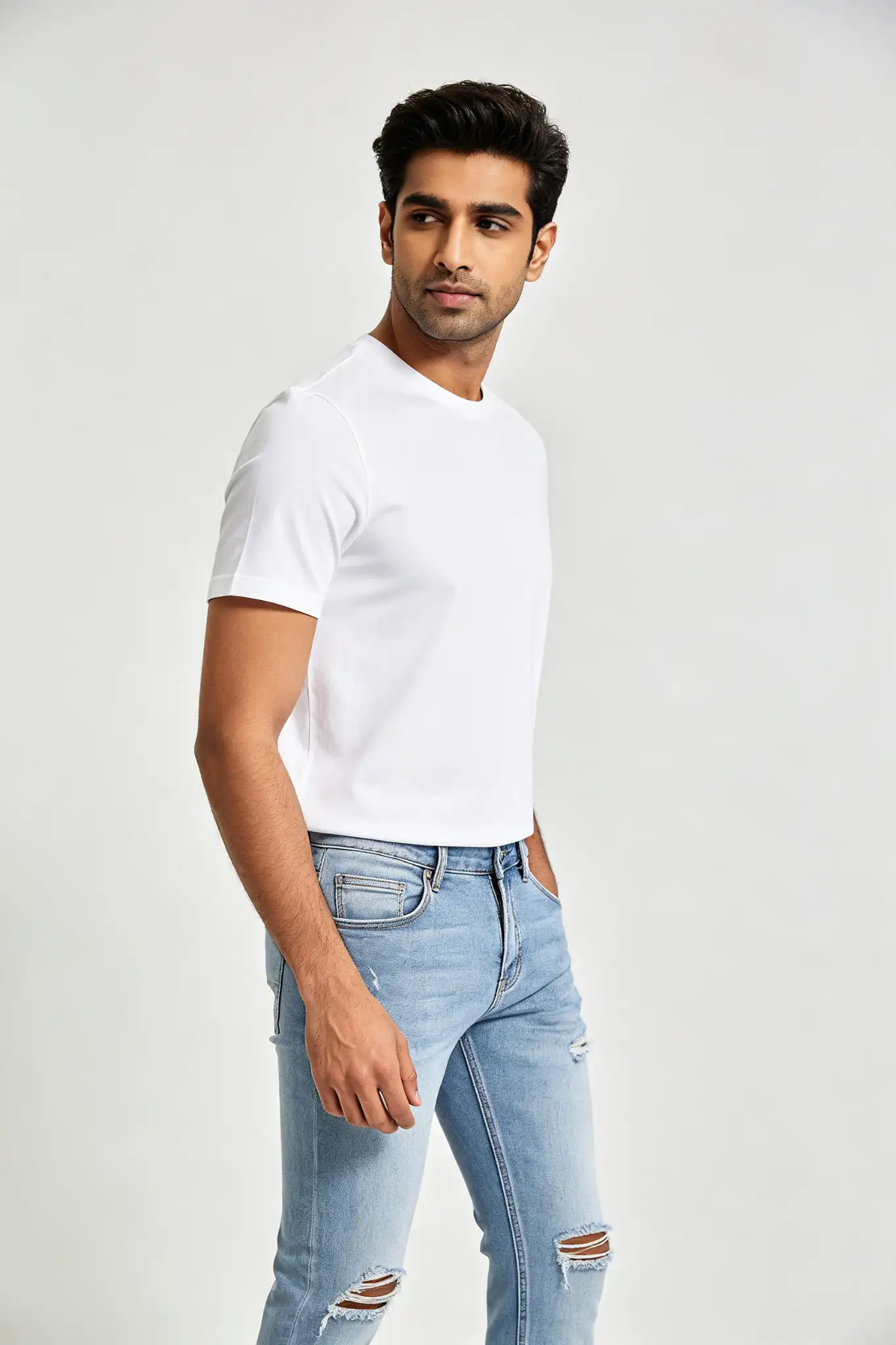 Light Blue Distressed Slim Jeans - image 3