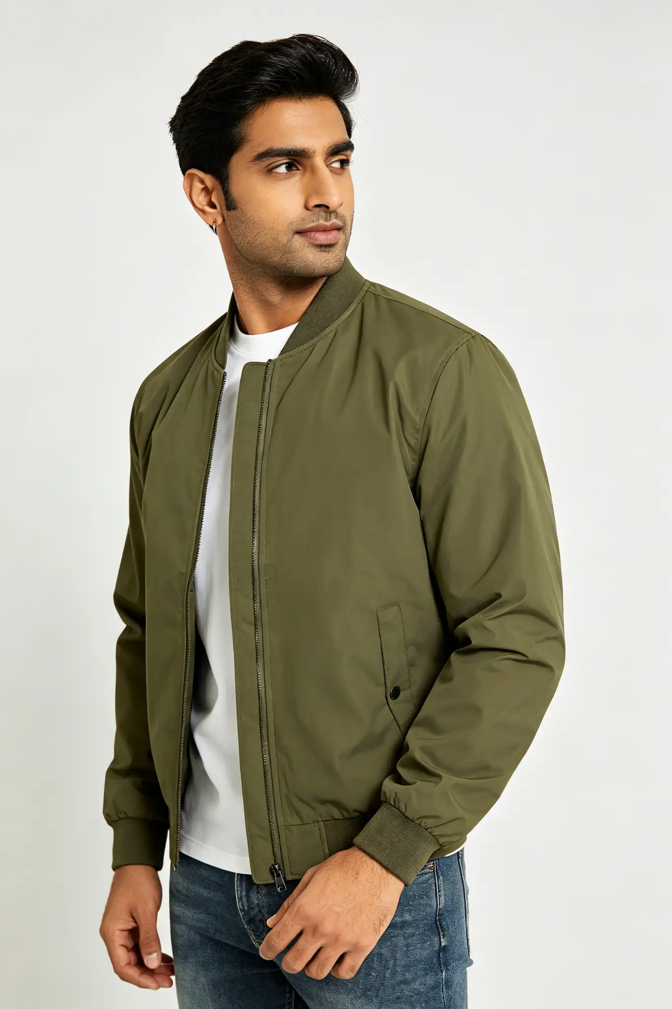 Olive Green Bomber Jacket - Casual - image 3