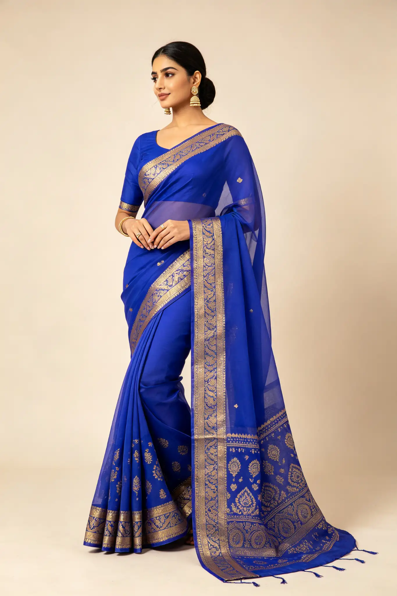 Banarasi Georgette Saree - Royal Blue - image 2