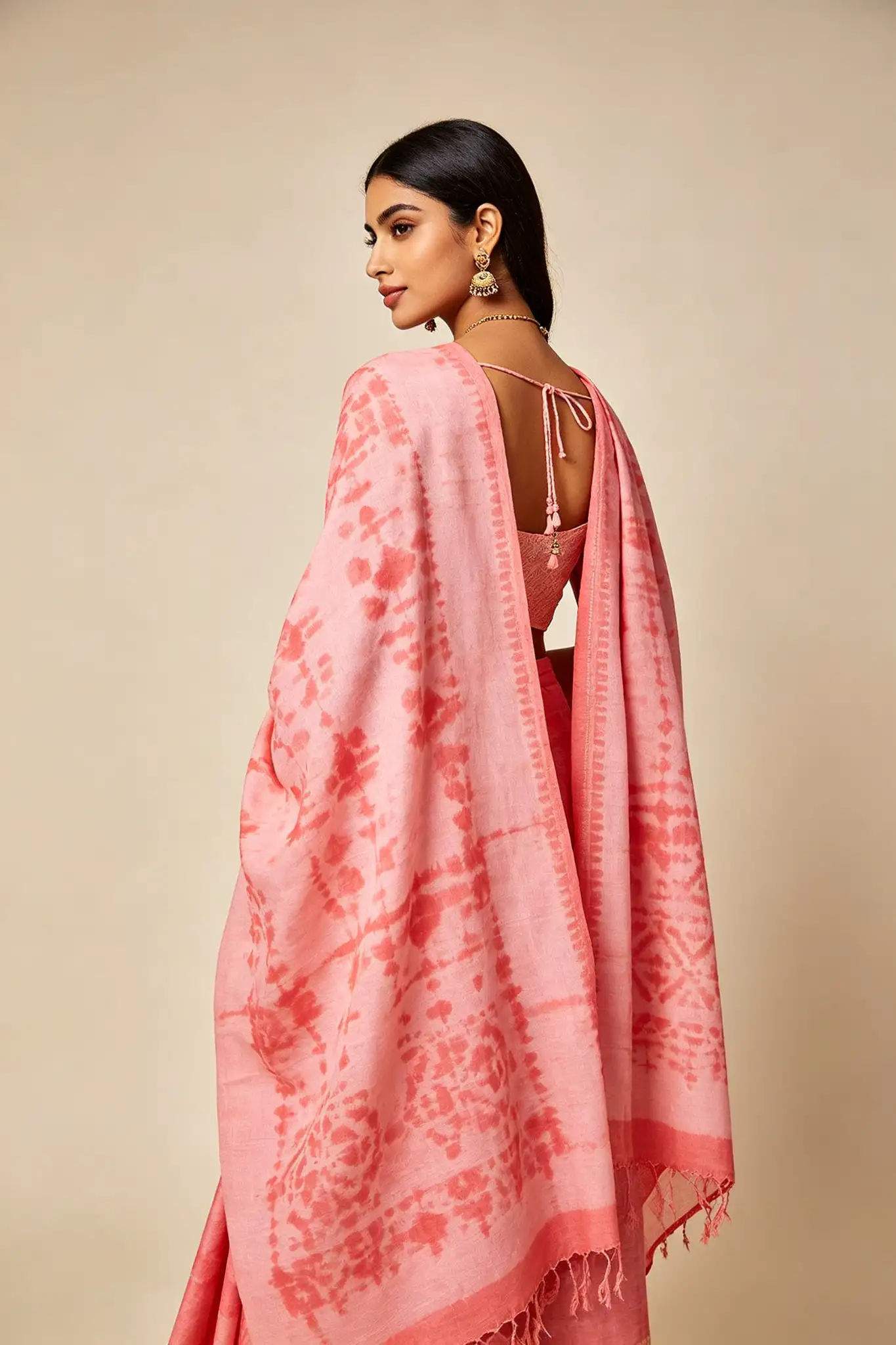 Bandhani Cotton Dupatta - Pink - image 4