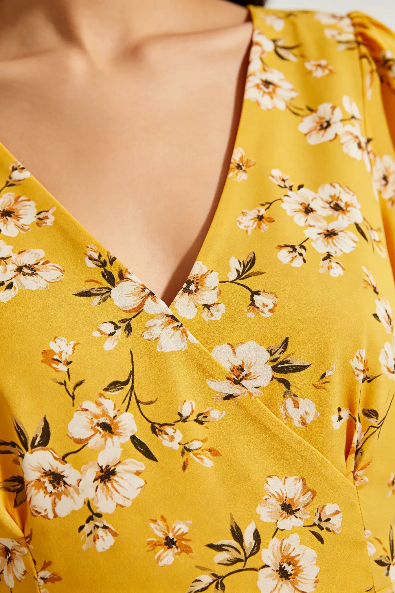 Floral Print A-Line Dress - Yellow - image 6