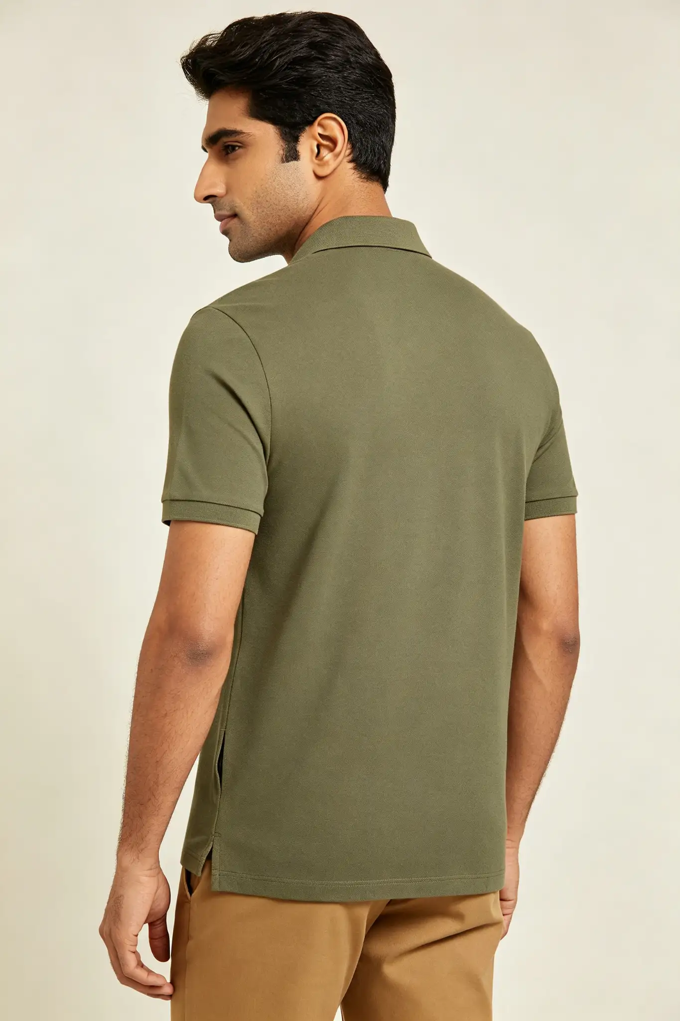 Olive Green Solid Polo - Casual - image 4