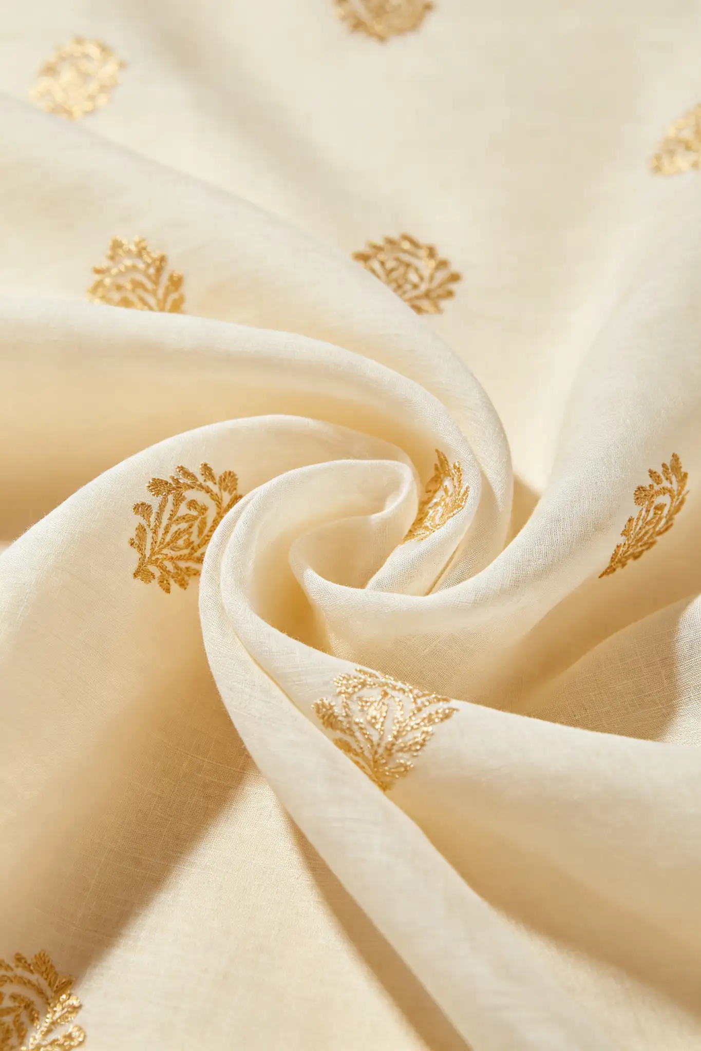 Chanderi Cotton Silk Saree - Ivory - image 5