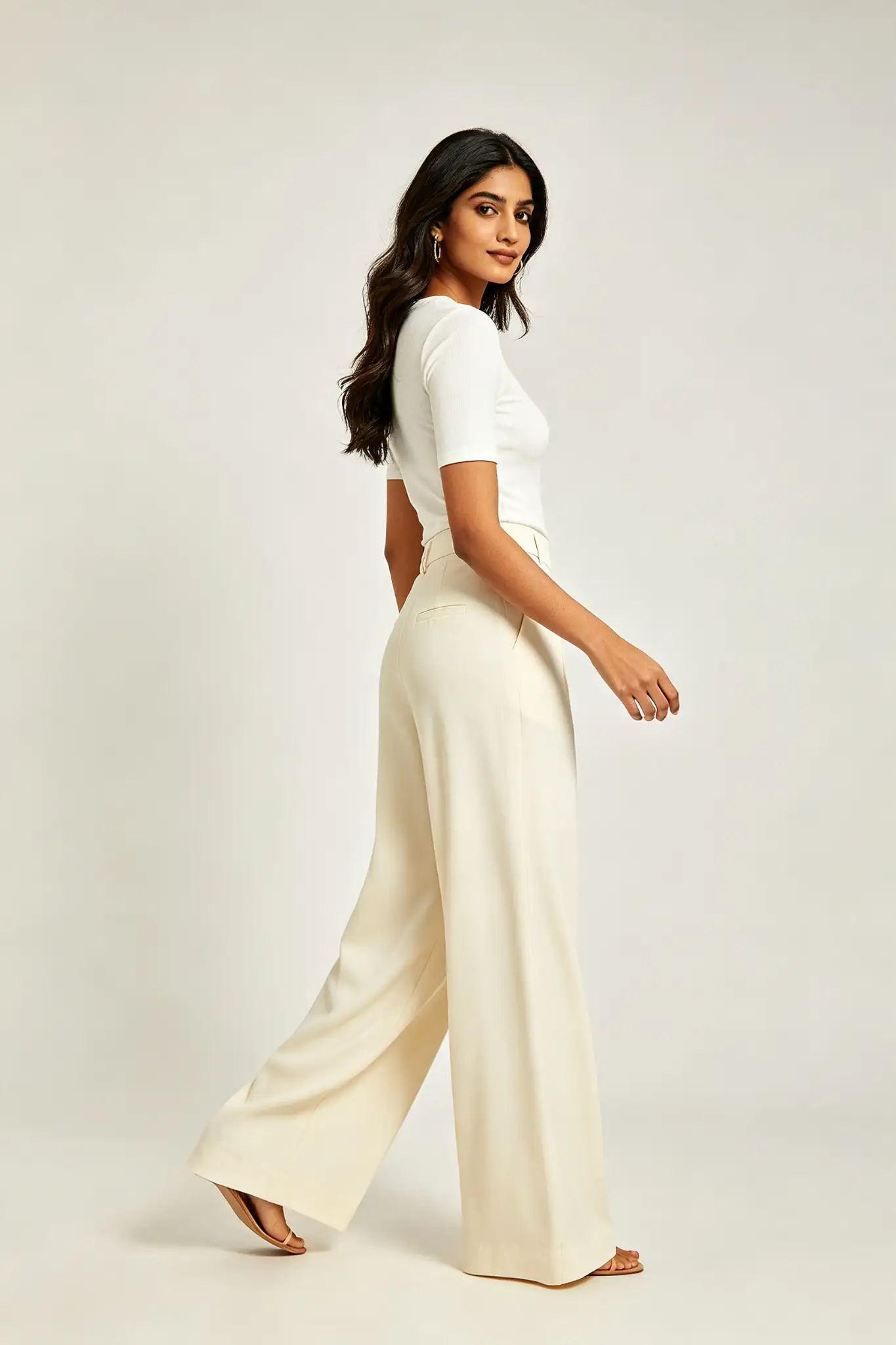 Cream Wide Leg Pants - image 3