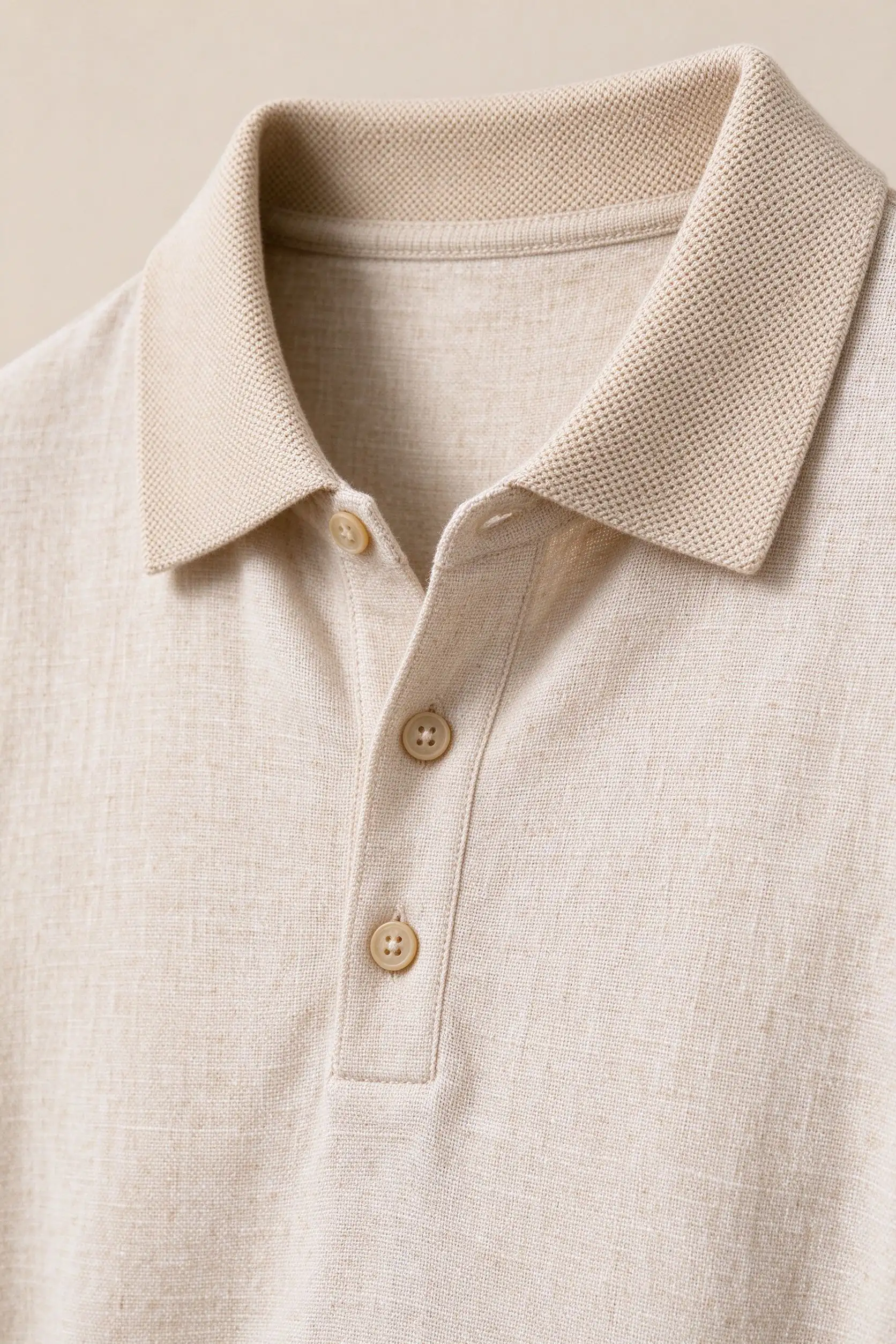 Beige Linen Blend Polo - Summer - image 5