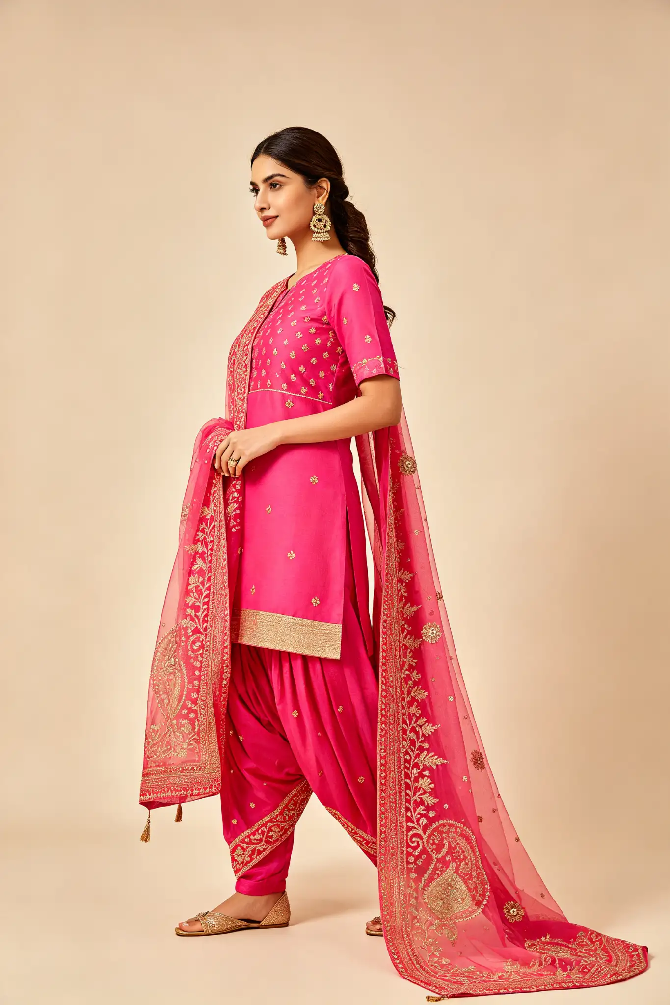 Patiala Punjabi Suit - Pink - image 3