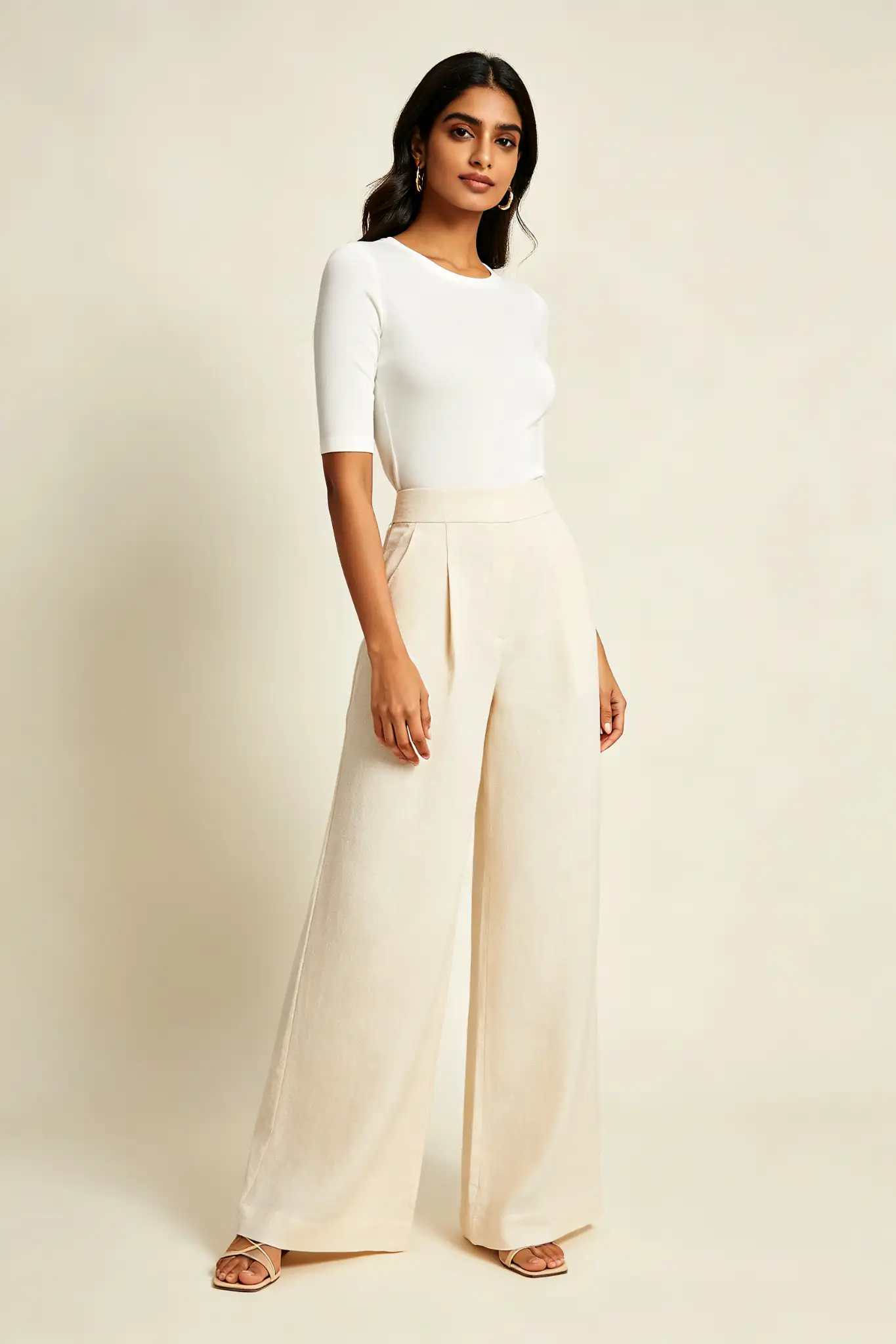 Cream Wide Leg Pants - image 2