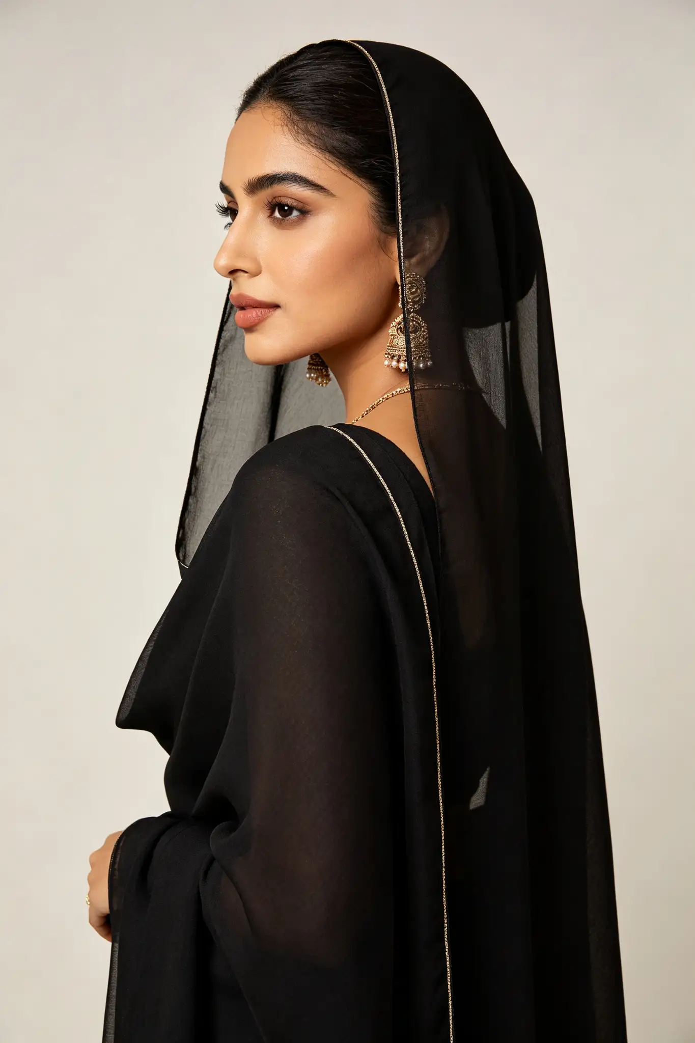 Nazneen Chiffon Dupatta - Black - image 4