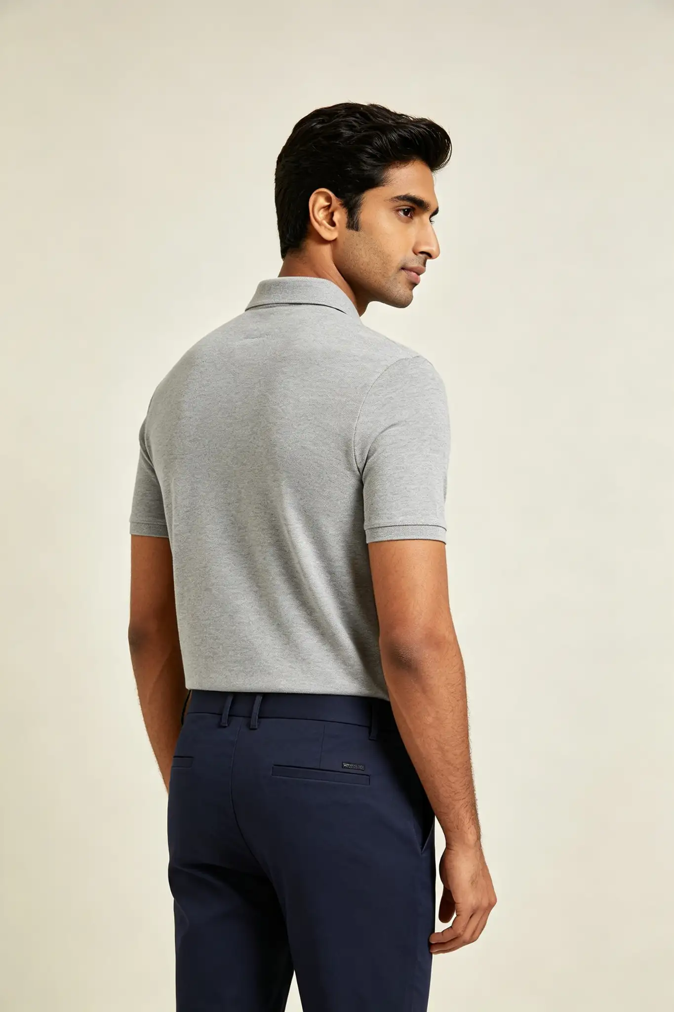 Grey Melange Polo Shirt - Slim Fit - image 4