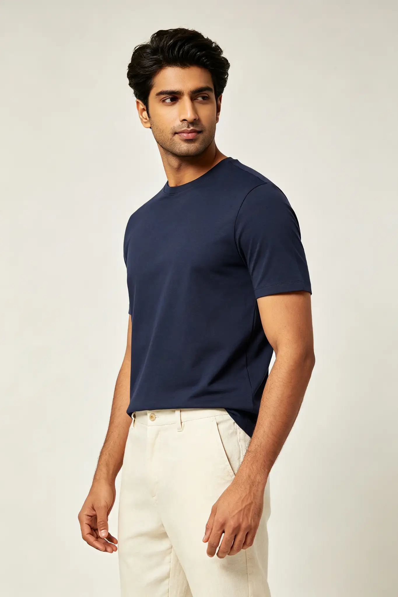 Cream Cotton Casual Pants - image 3