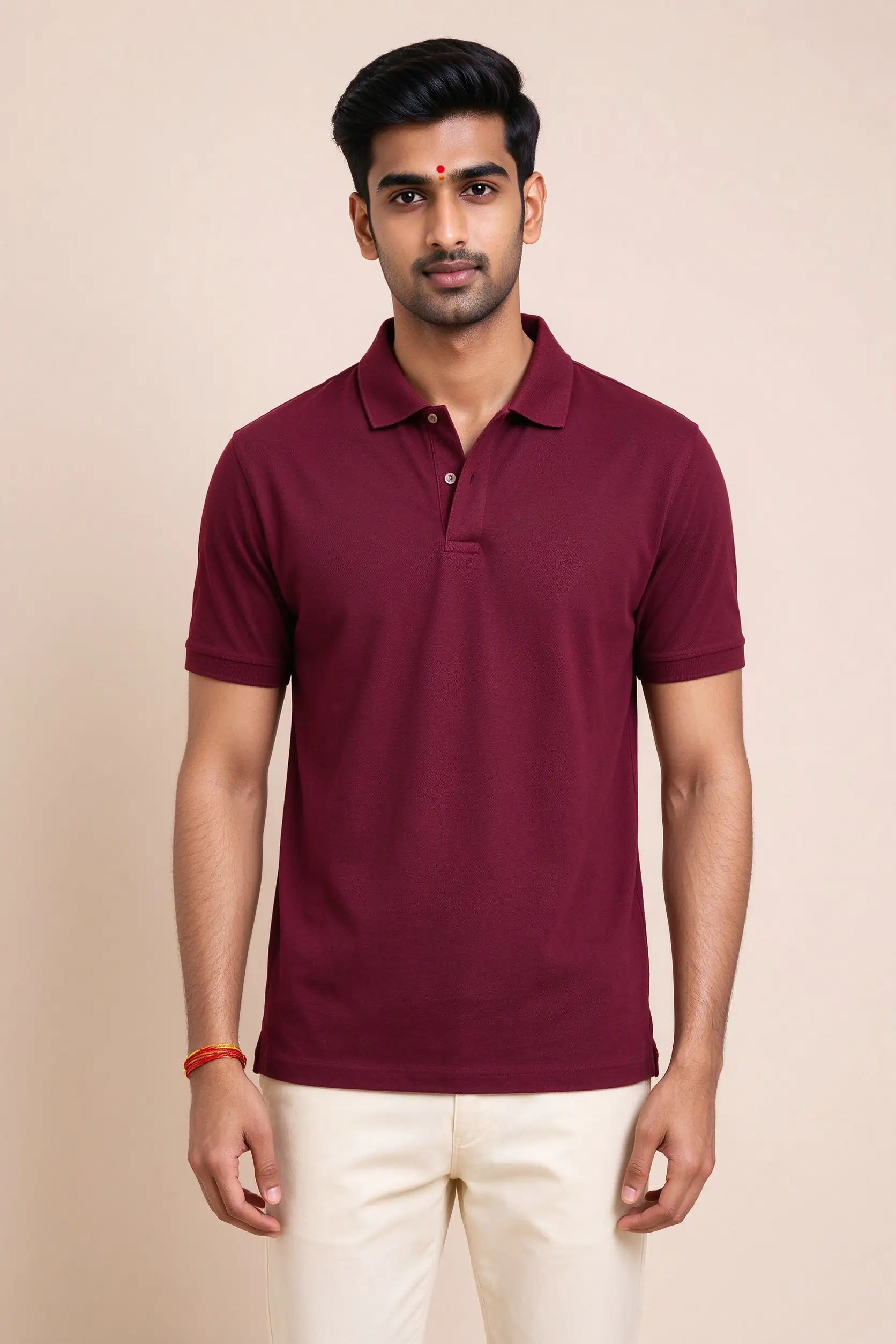 Maroon Solid Polo Shirt - Festive - image 2