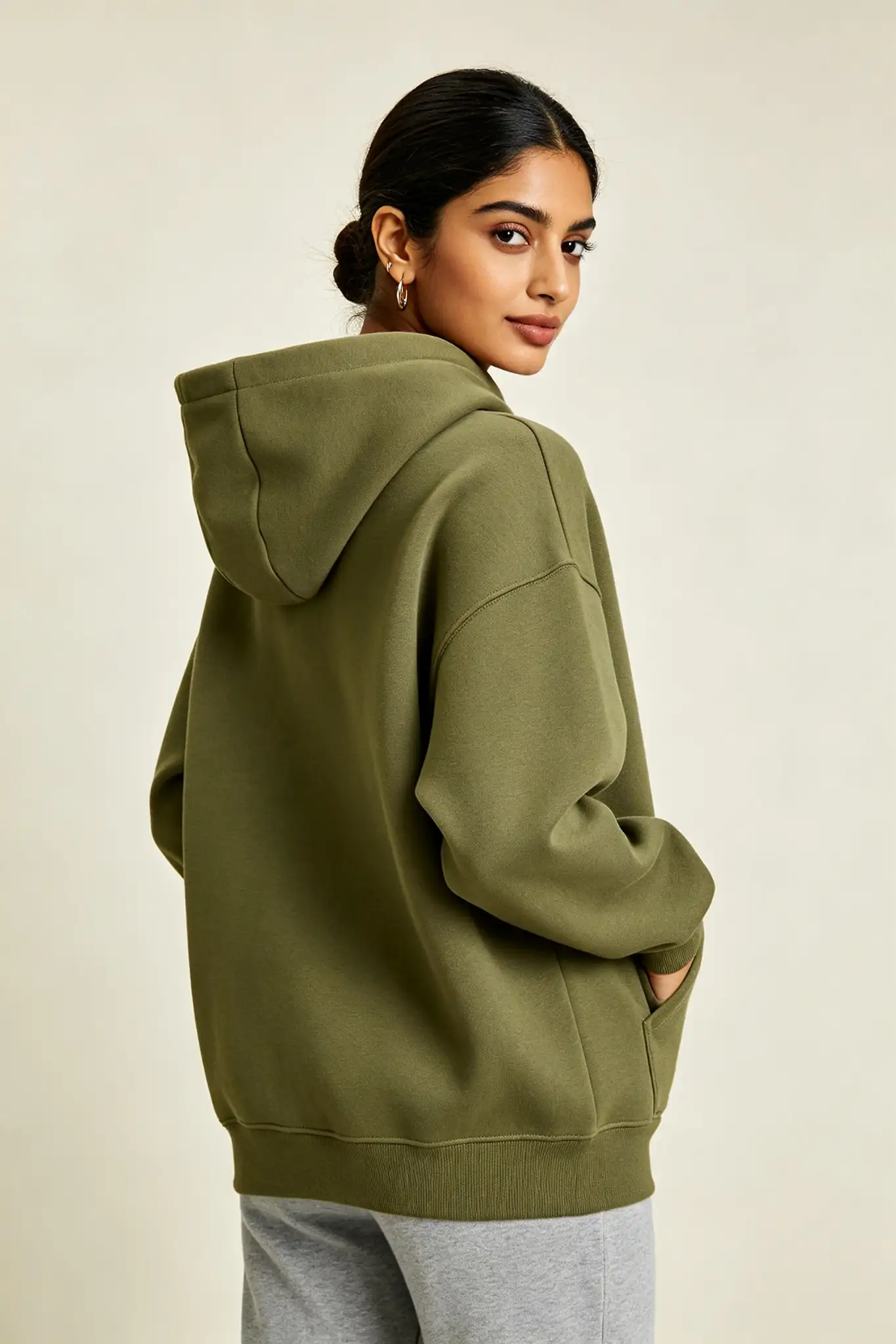Olive Green Relaxed Hoodie - image 4
