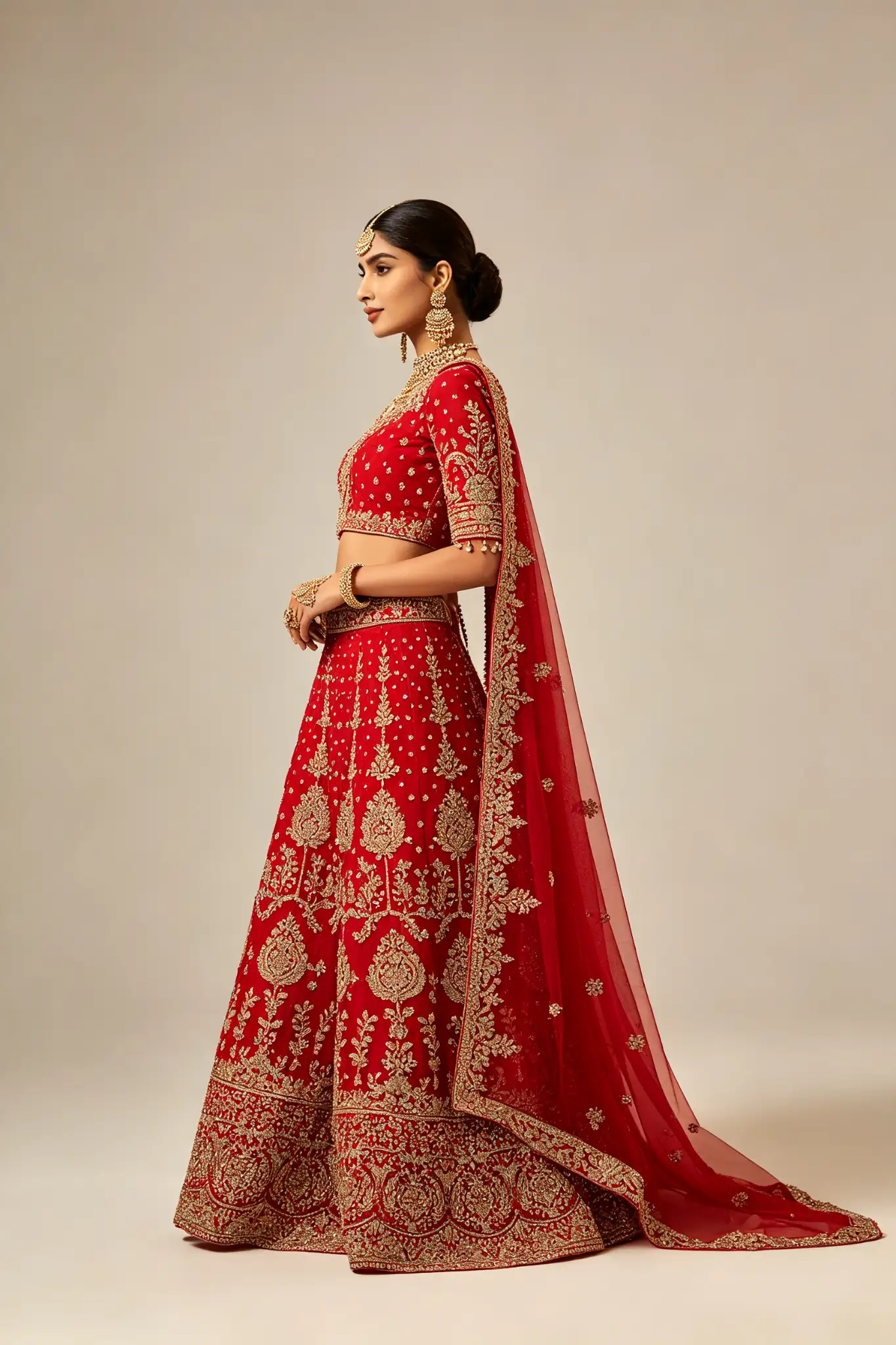 Red Heavy Embroidered Wedding Suit - image 3