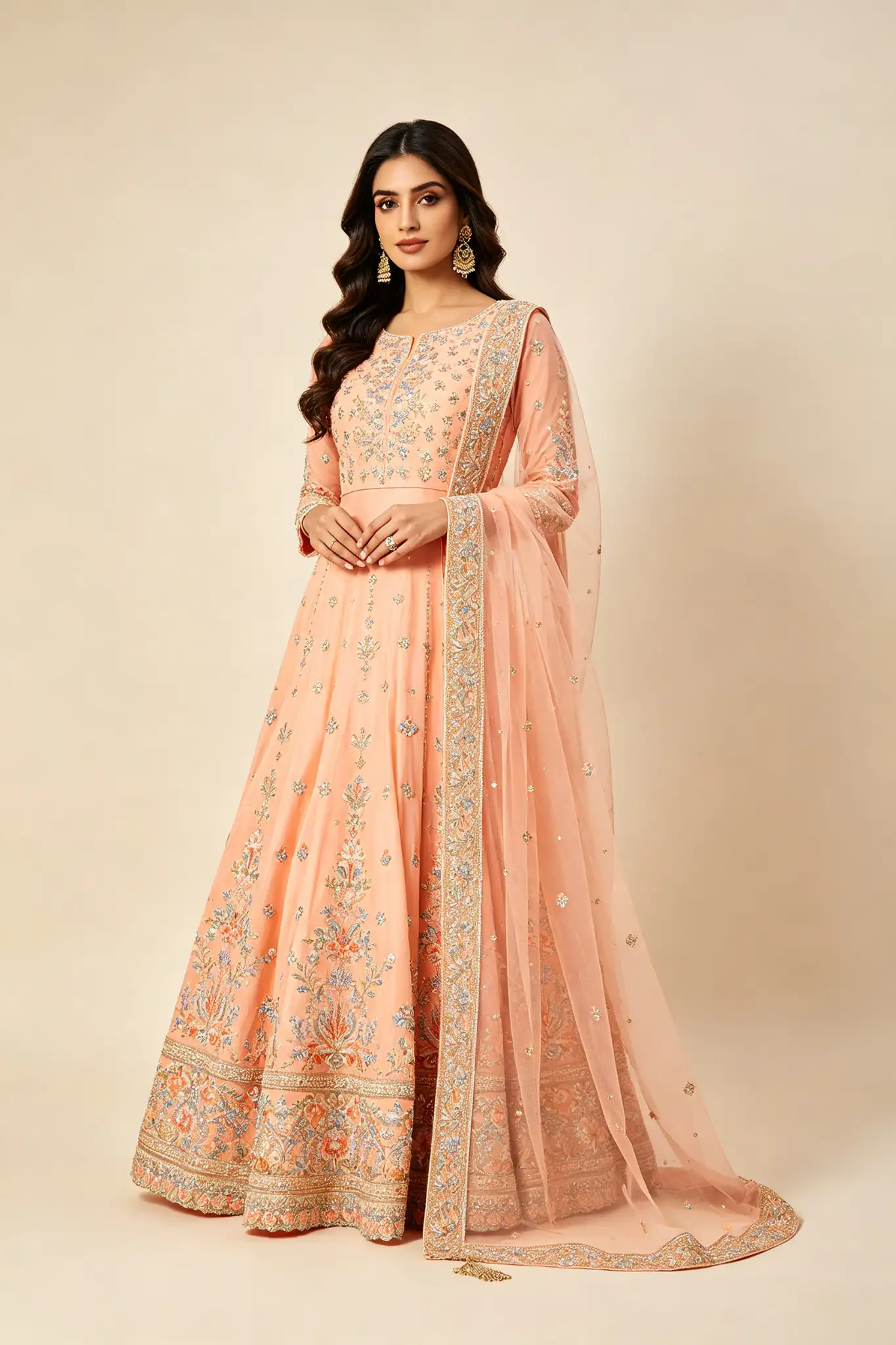 Peach Anarkali Suit - Reception - image 3