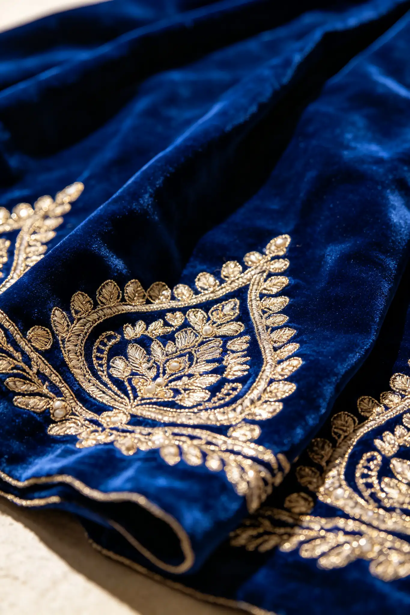 Royal Blue Velvet Lehenga - Winter - image 5