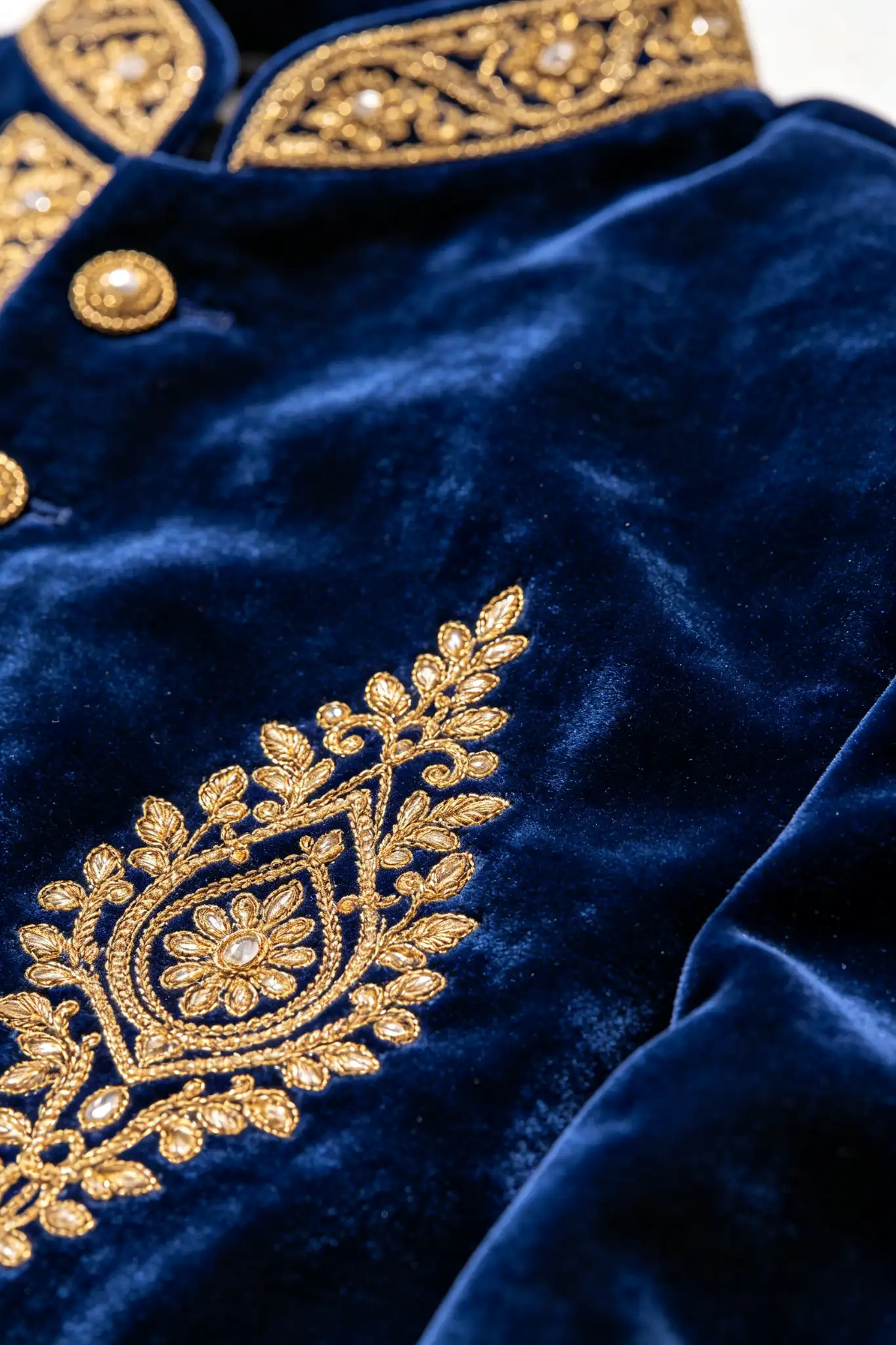 Royal Blue Velvet Sherwani - Winter Wedding - image 5