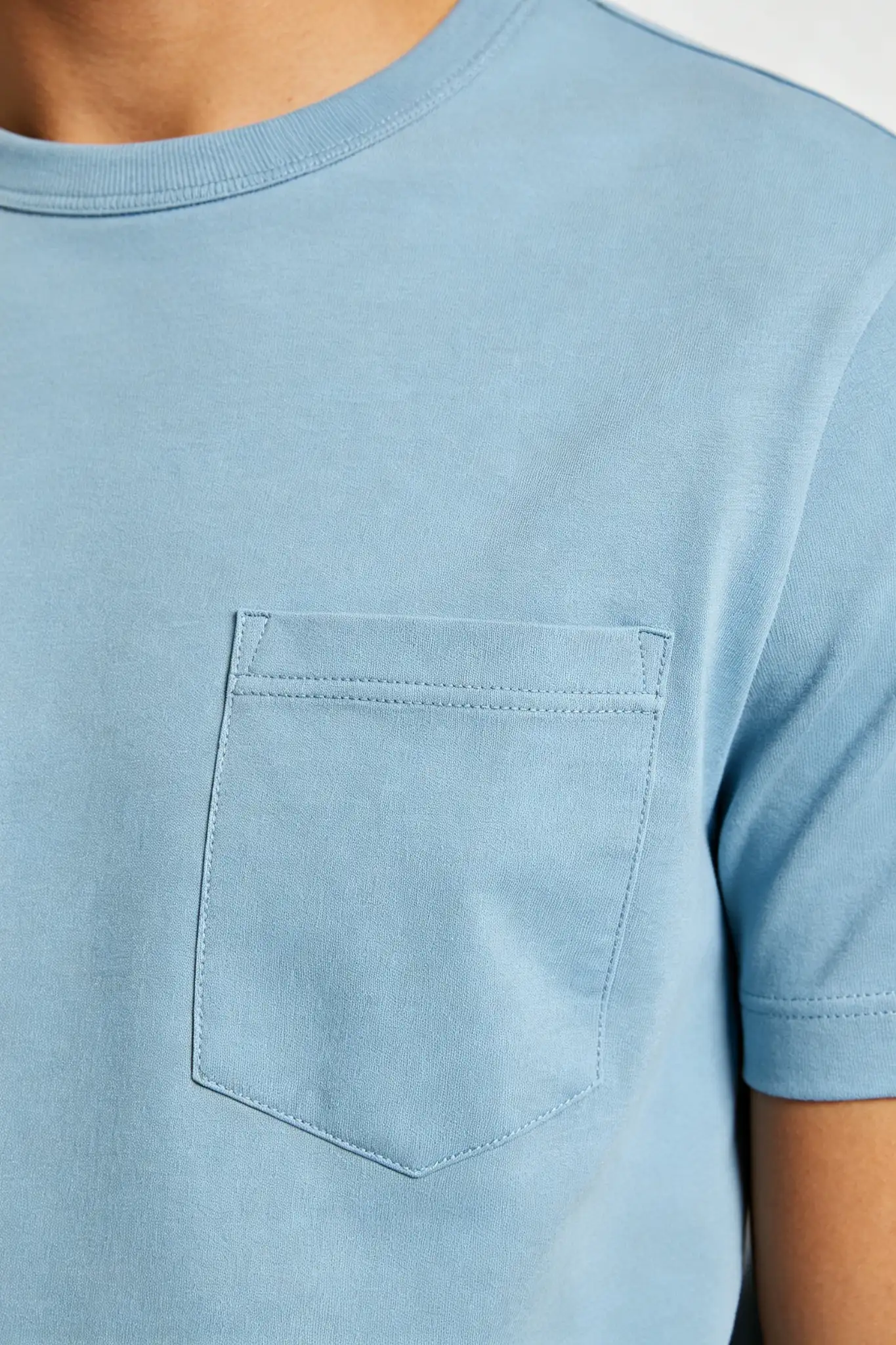 Light Blue Pocket T-Shirt - Cotton - image 5