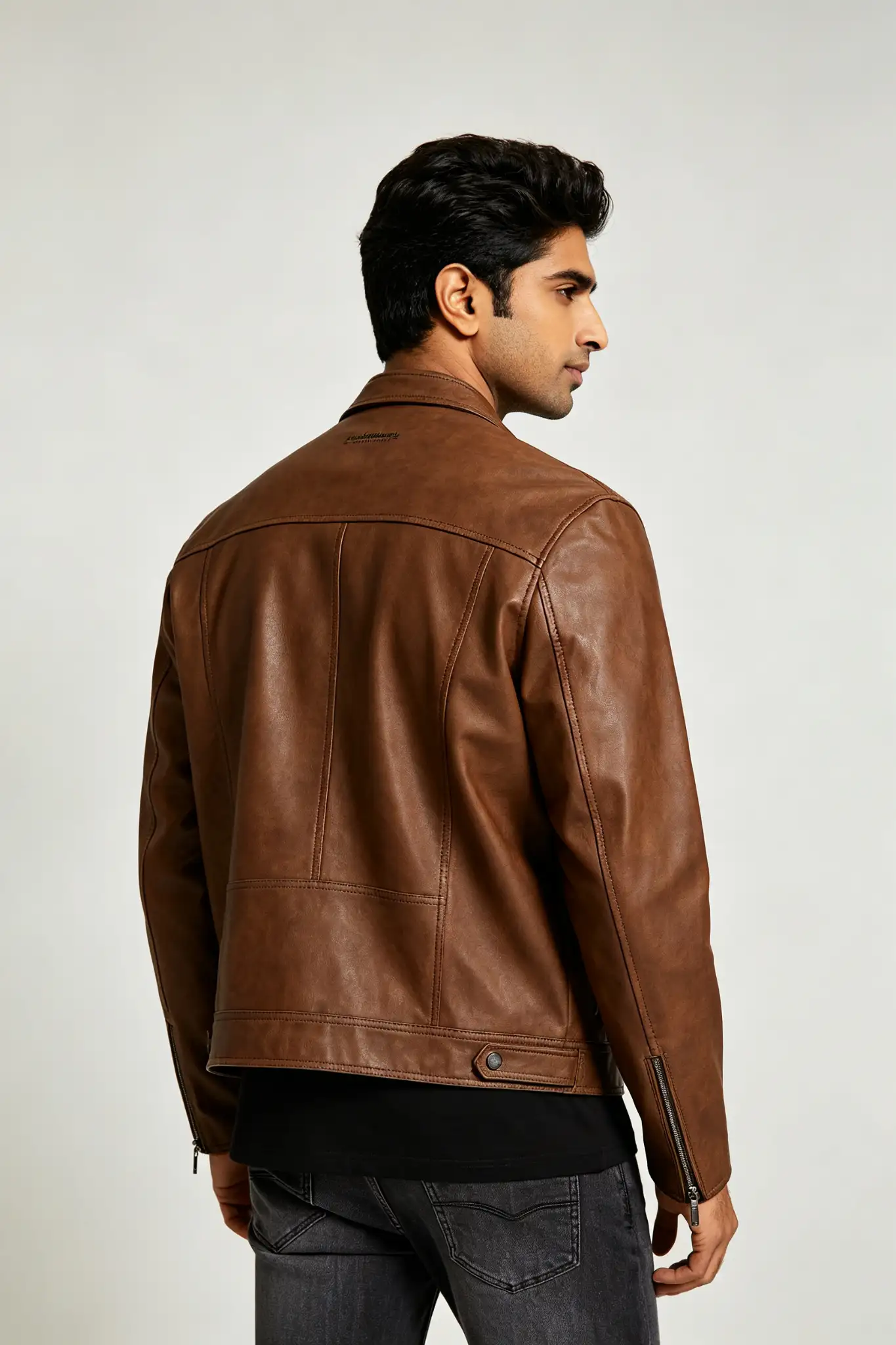 Black Leather Bomber Jacket - image 4