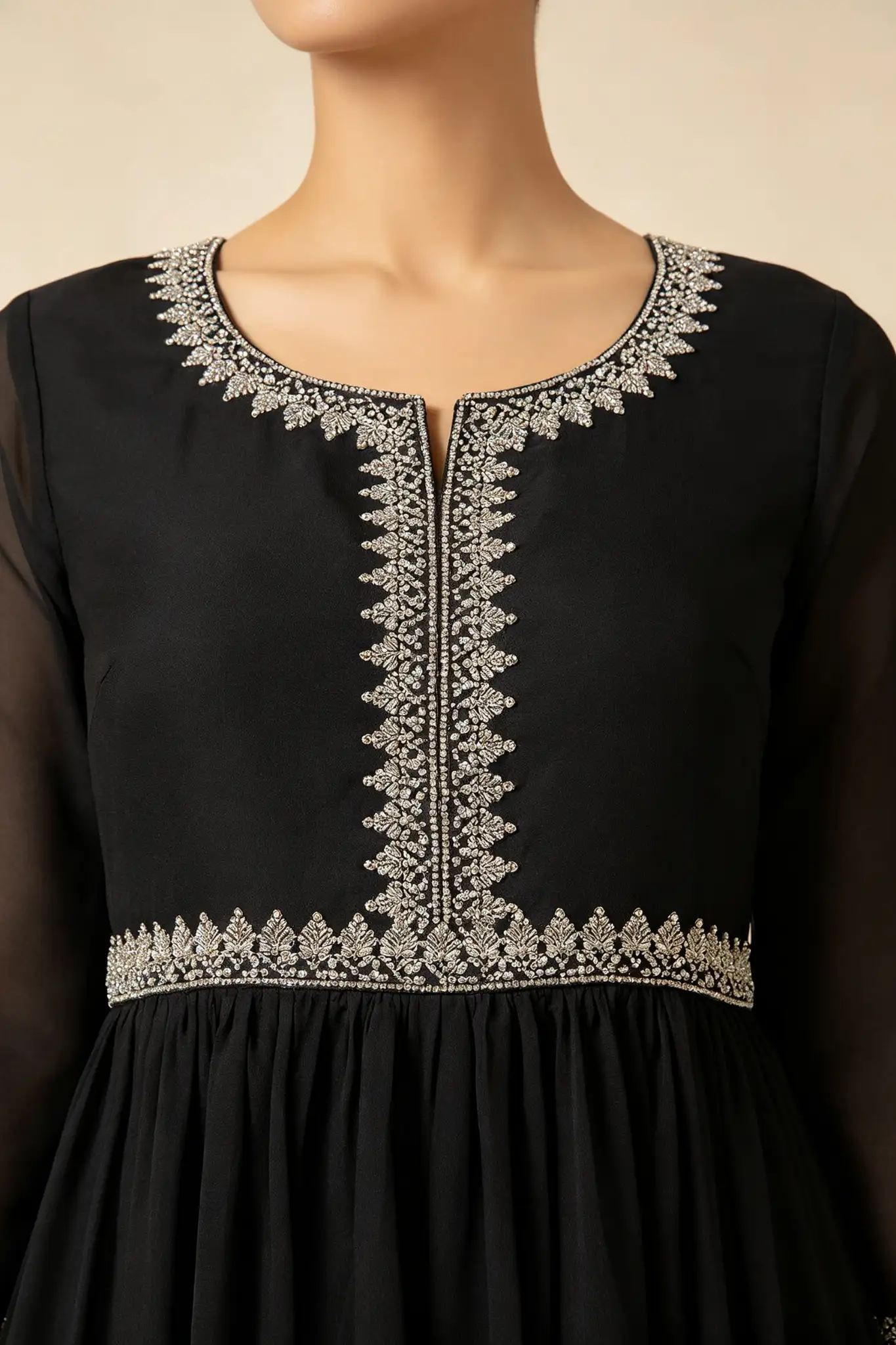 Black Georgette Anarkali - Partywear - image 6