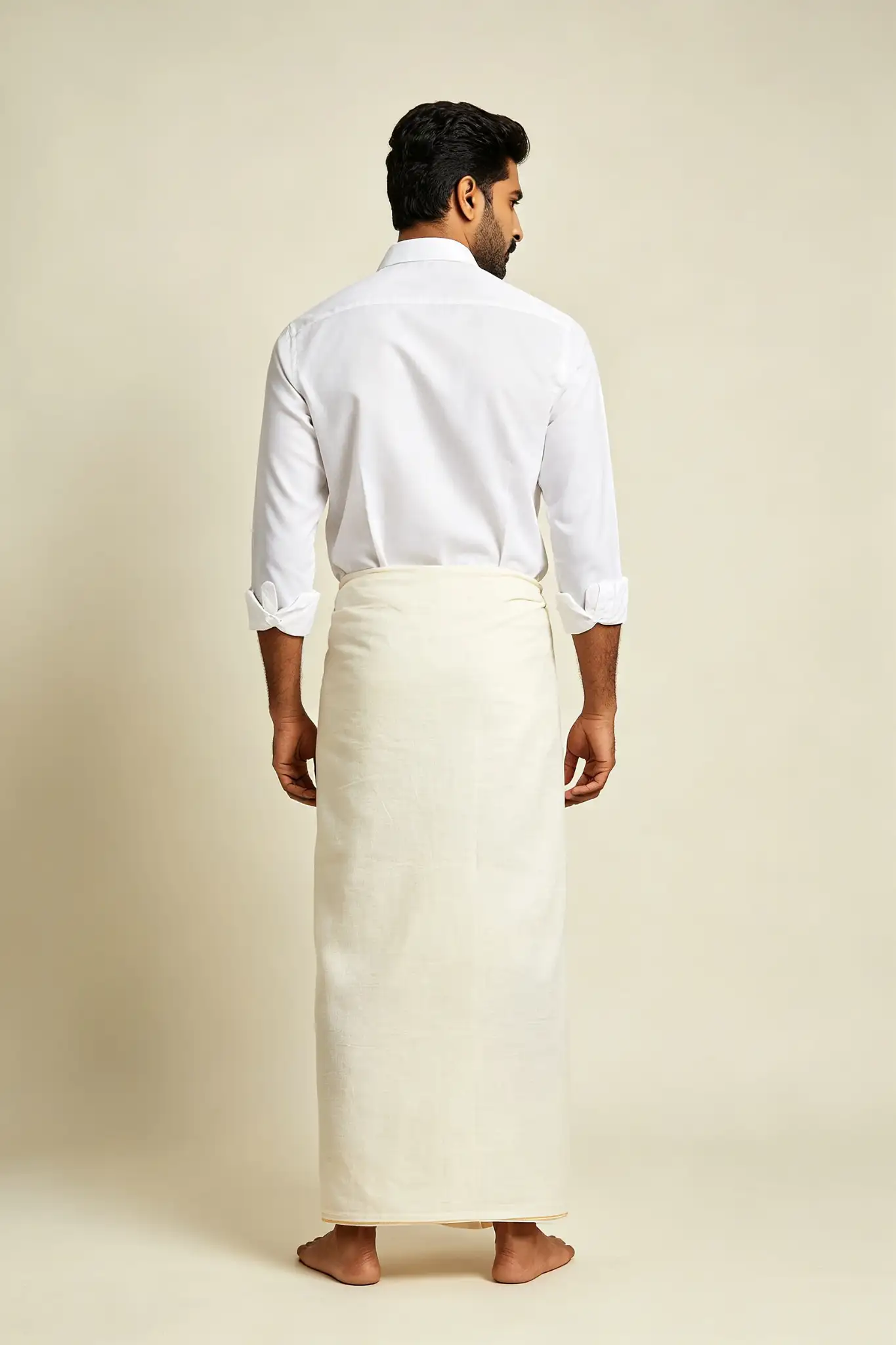 Ivory White Pure Linen Dhoti - Summer - image 4