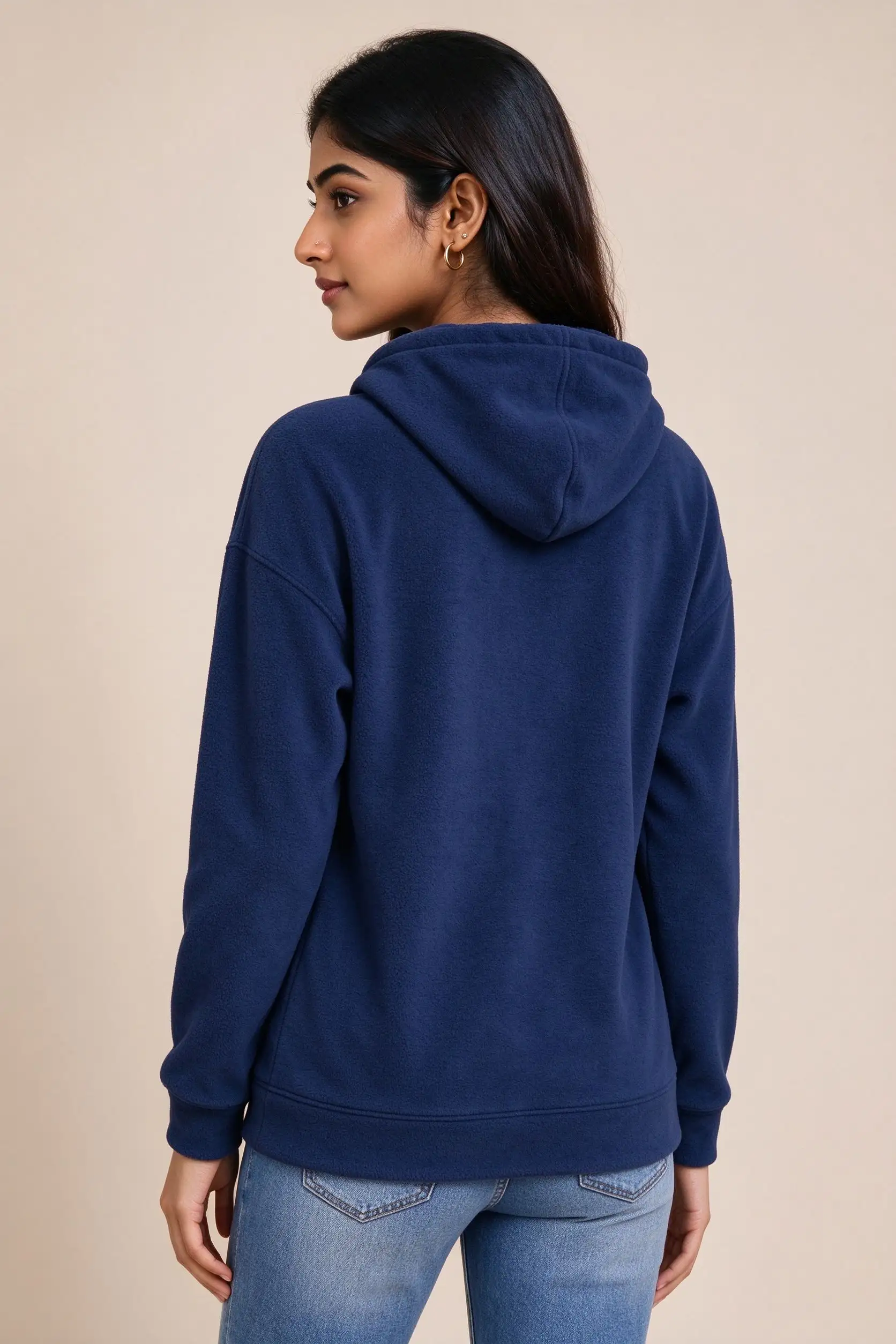 Navy Blue Fleece Hoodie - Winter - image 4