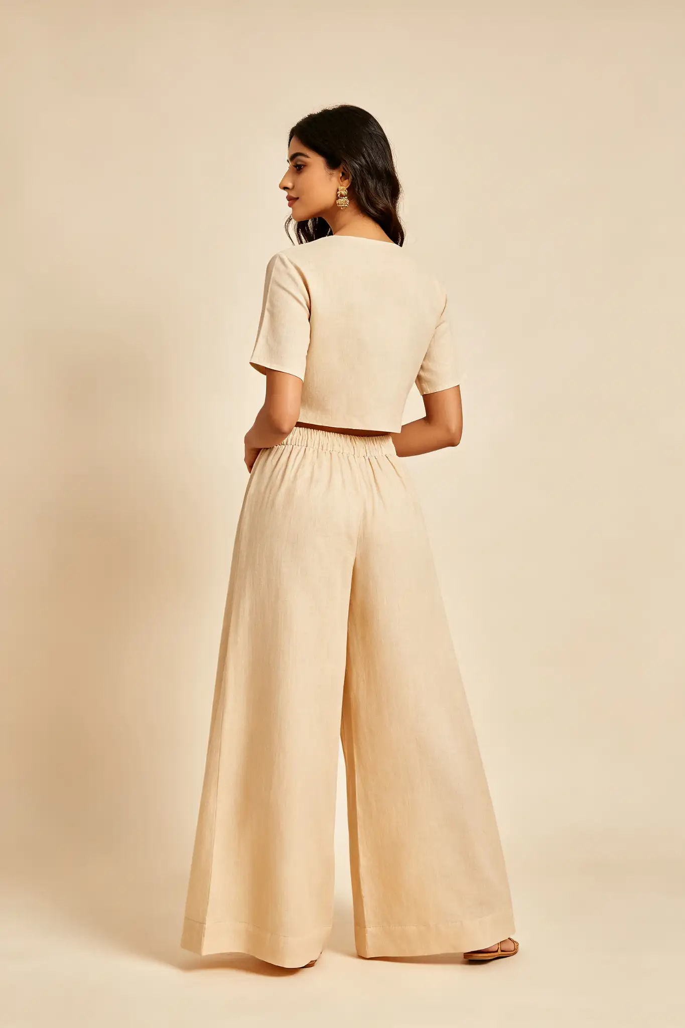 Beige Palazzo Pants - Cotton - image 4