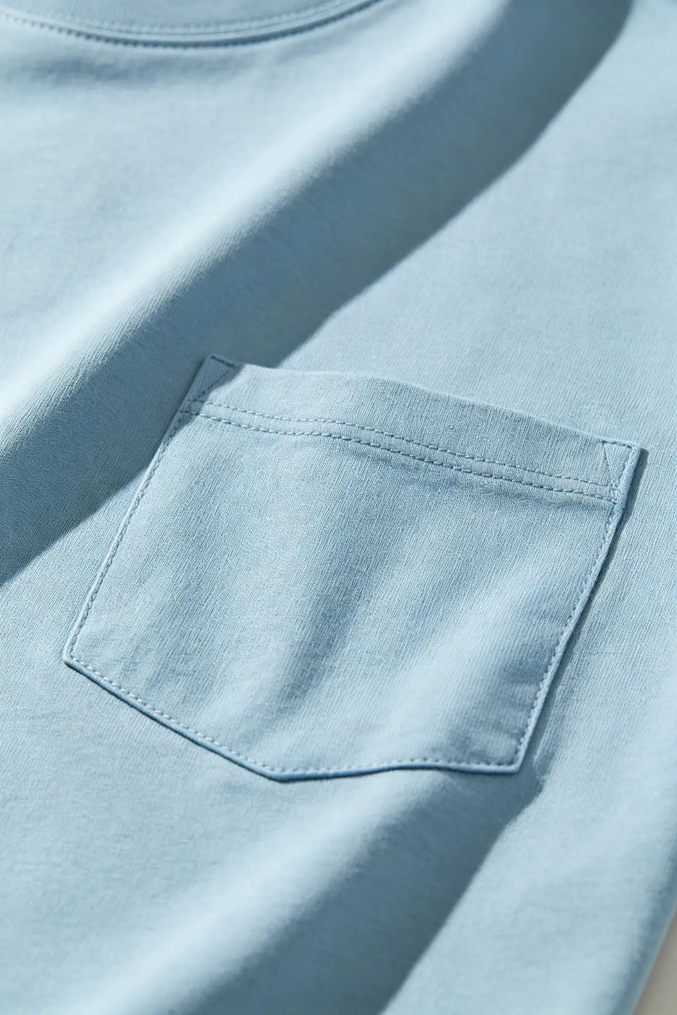 Light Blue Pocket T-Shirt - Cotton - image 6