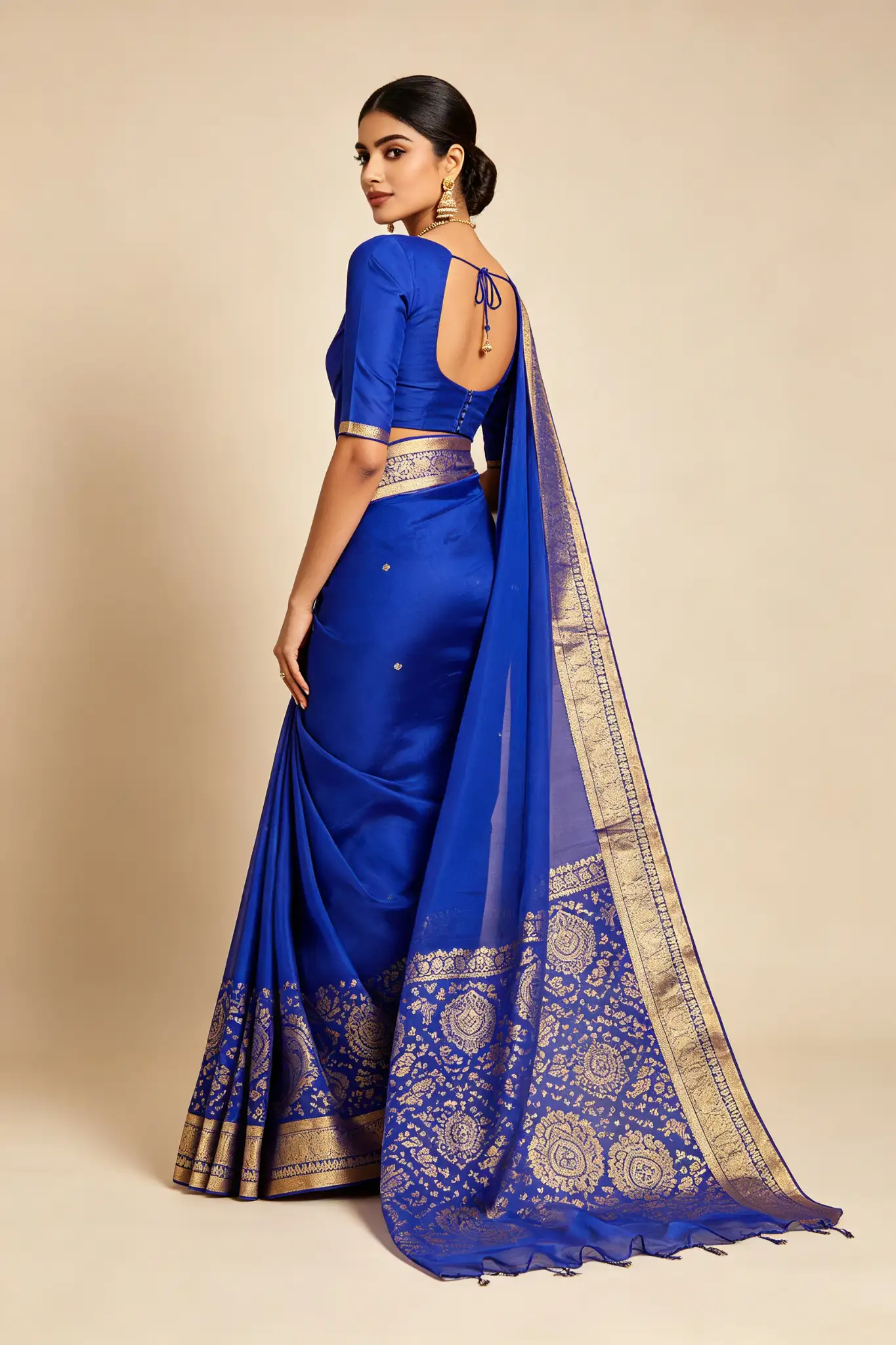 Banarasi Georgette Saree - Royal Blue - image 4