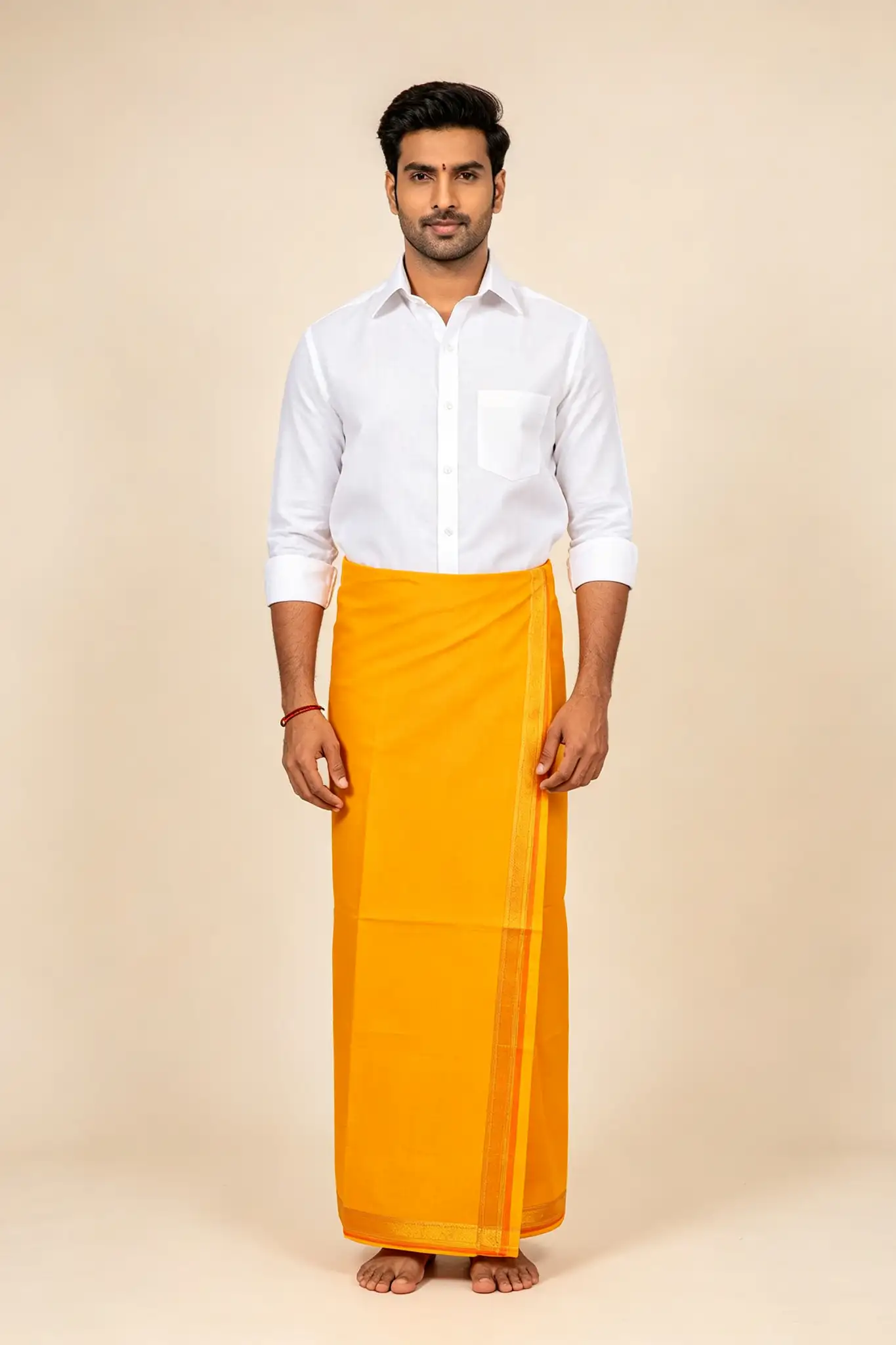 Turmeric Yellow Pure Cotton Lungi - image 2
