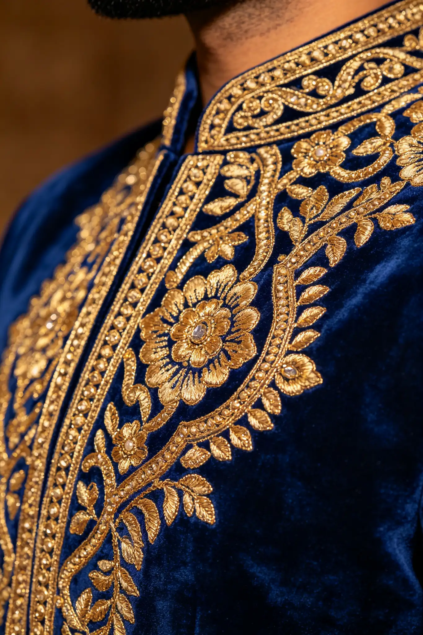 Royal Blue Velvet Sherwani - Winter Wedding - image 6