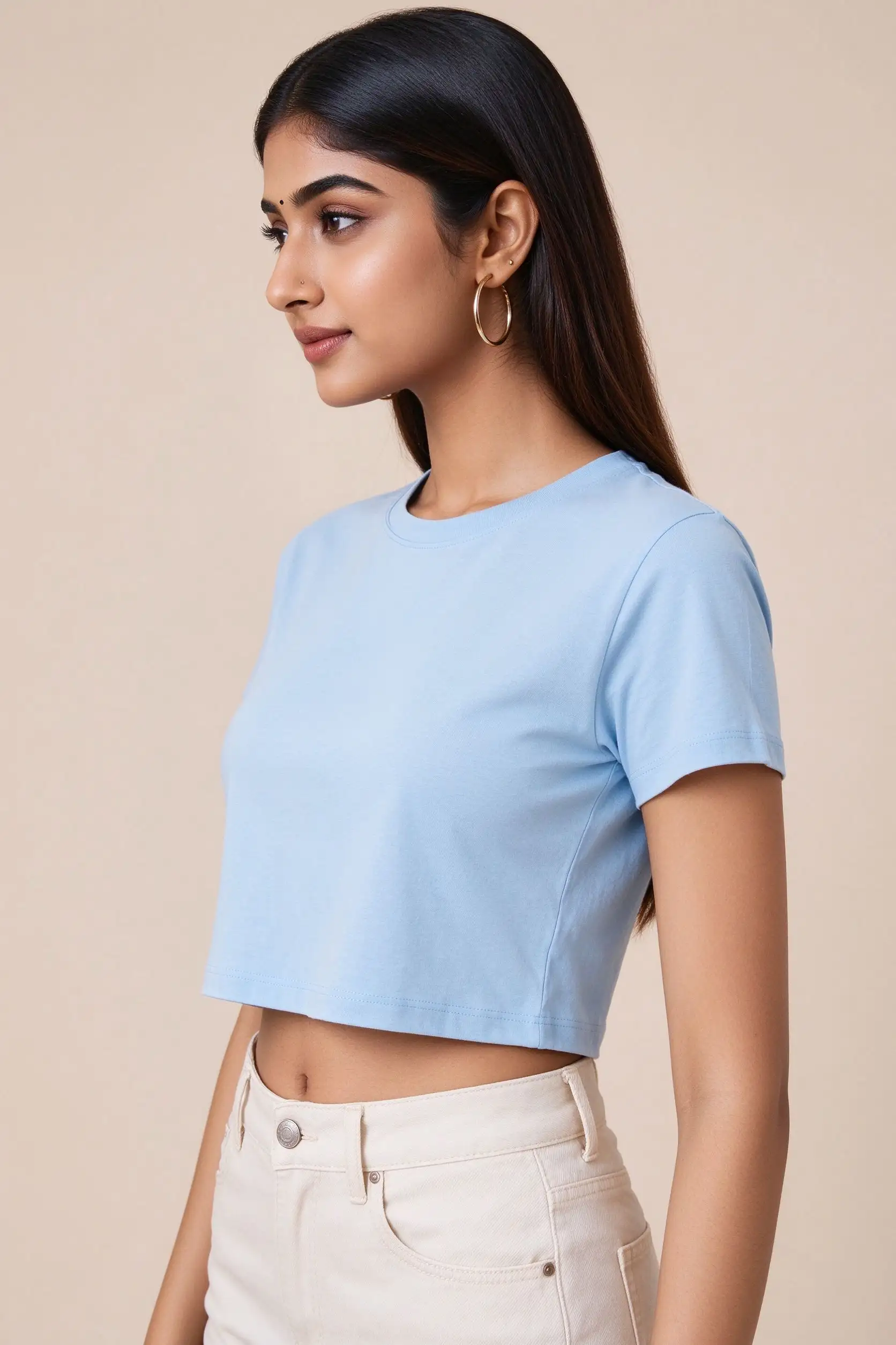 Light Blue Crop Top T-Shirt - image 3