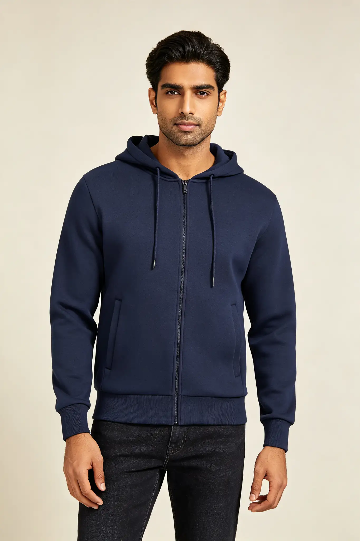 Navy Blue Zip-Up Hoodie - image 3