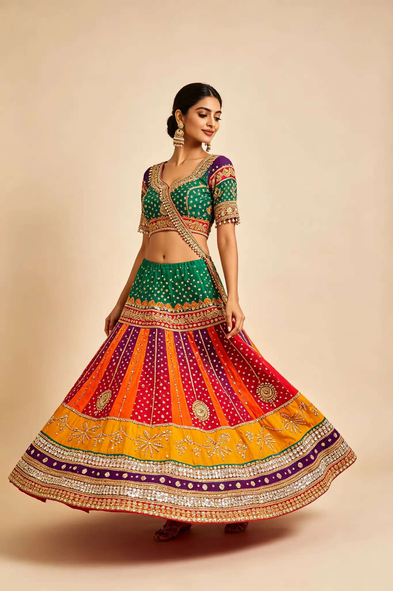 Multicolour Garba Lehenga - Navratri - image 2