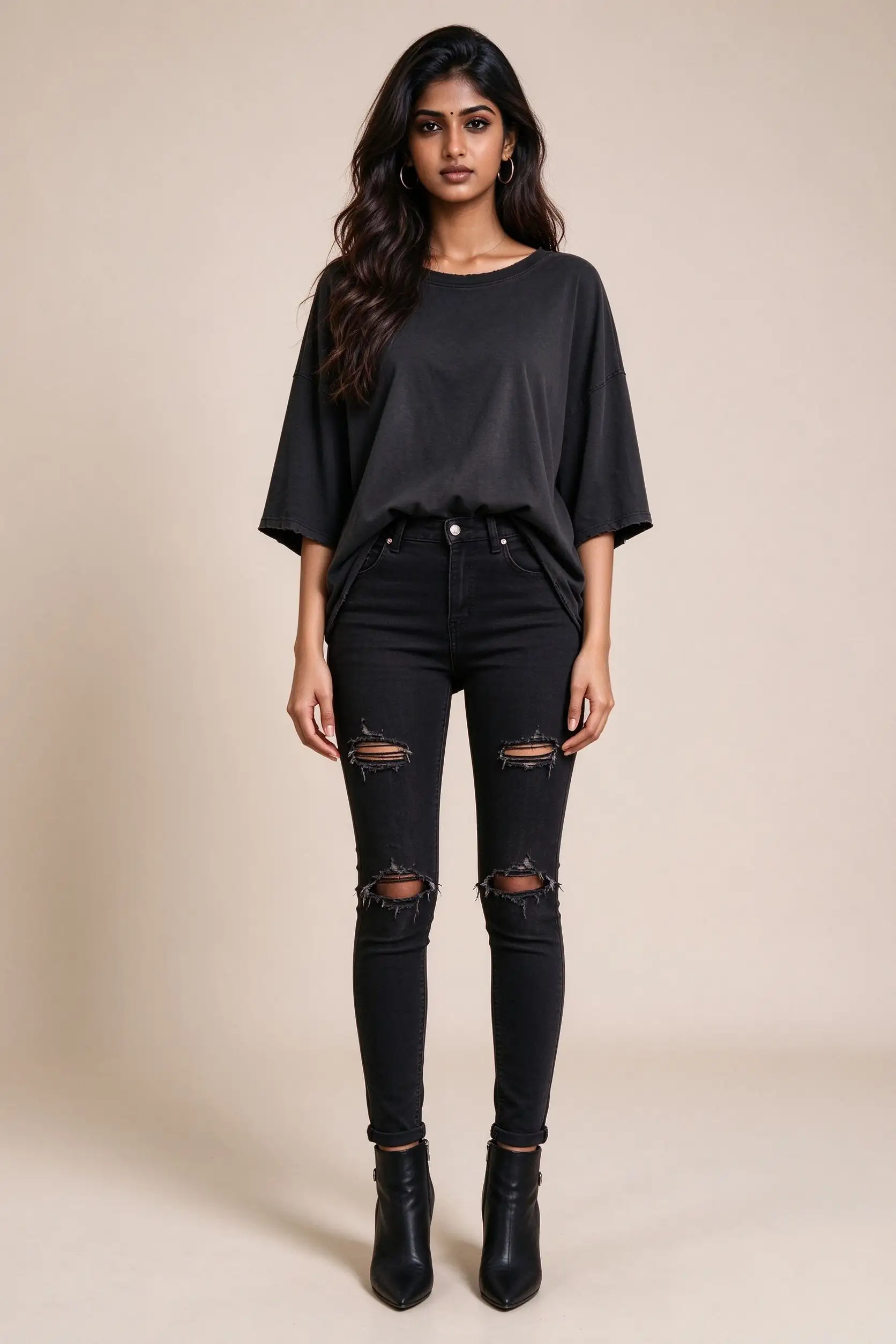 Ripped Skinny Jeans - Black - image 2