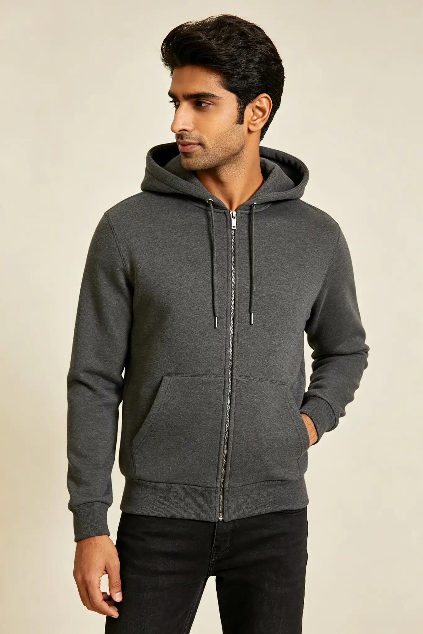 Charcoal Grey Zip Hoodie - Premium - image 3