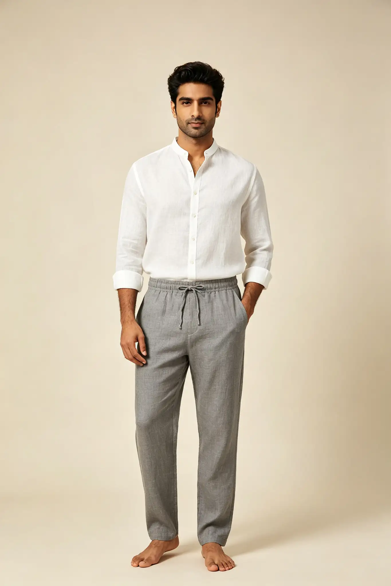 Grey Linen Blend Pants - Summer - image 2