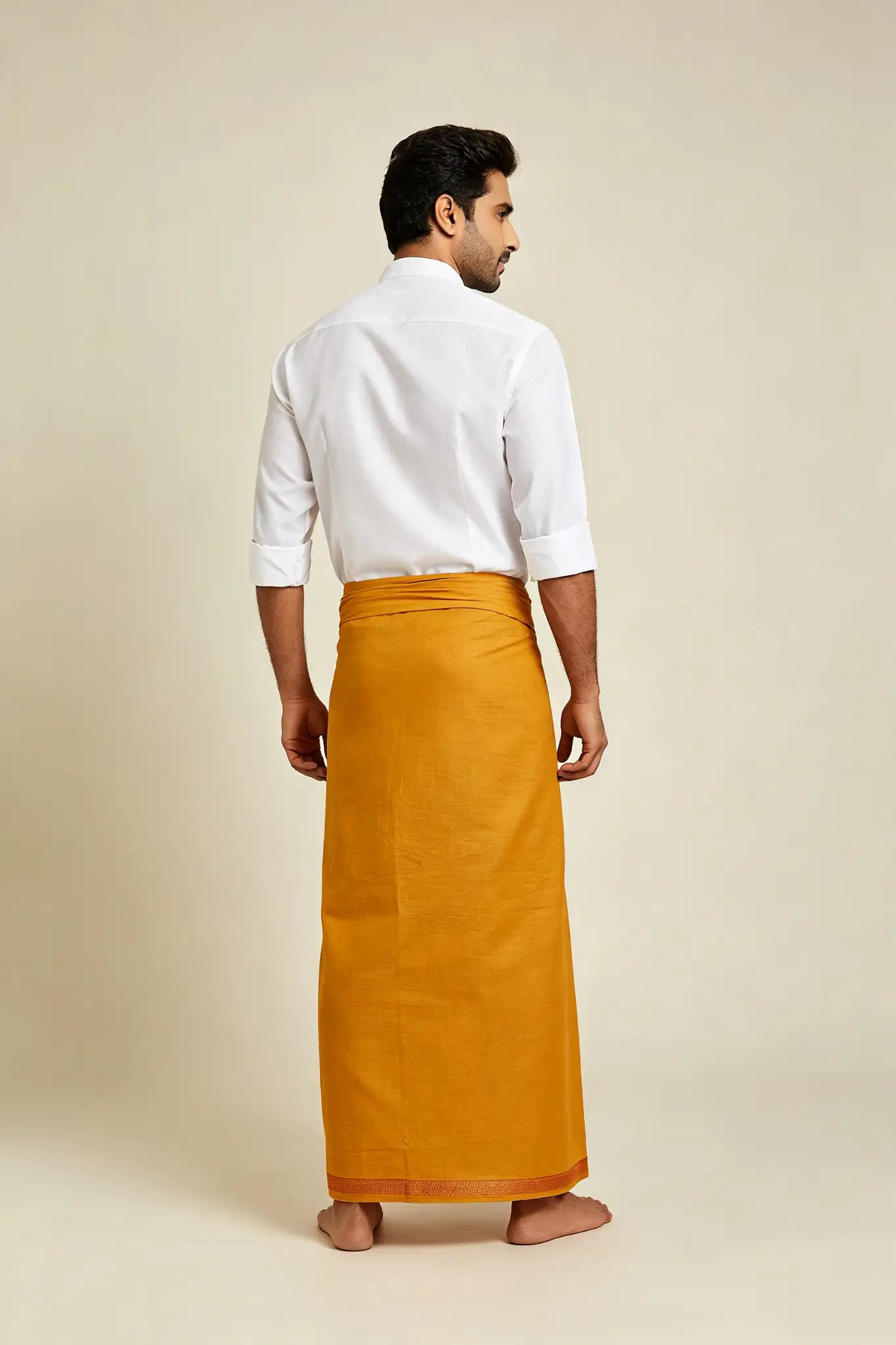 Mustard Yellow Cotton Dhoti - Casual - image 4