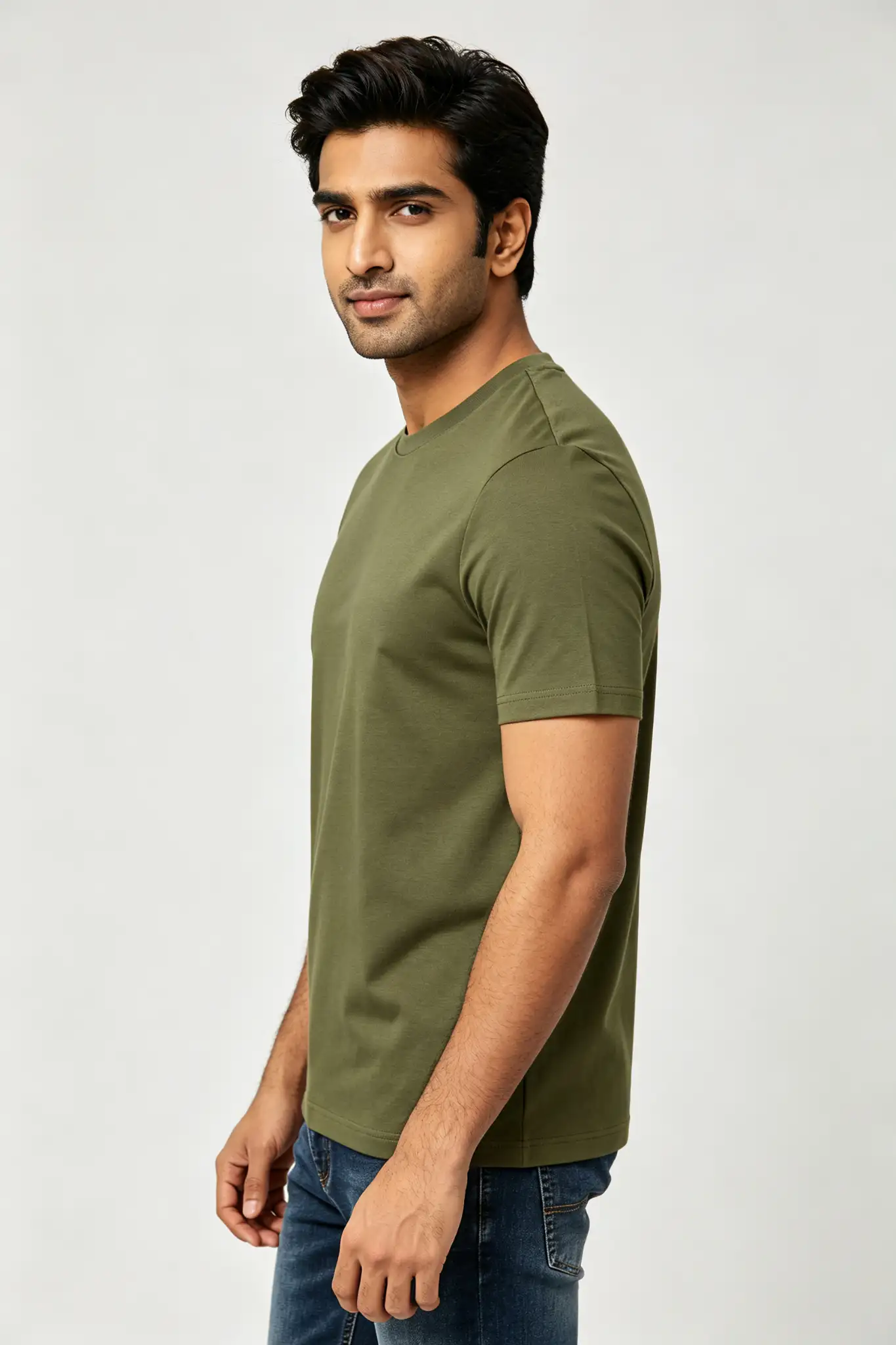 Olive Green Half Sleeve T-Shirt - Regular Fit - image 3