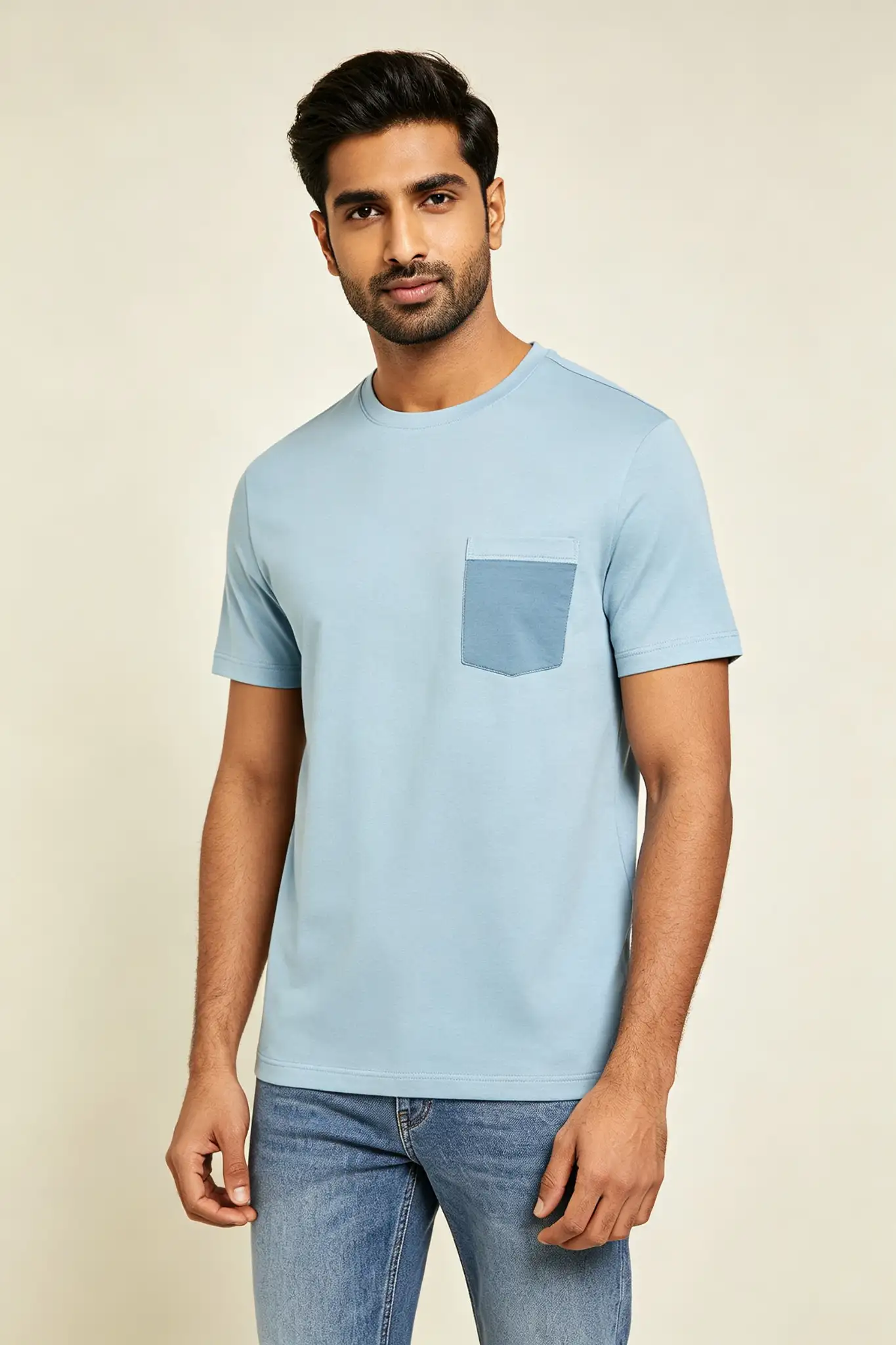 Light Blue Pocket T-Shirt - Cotton - image 2