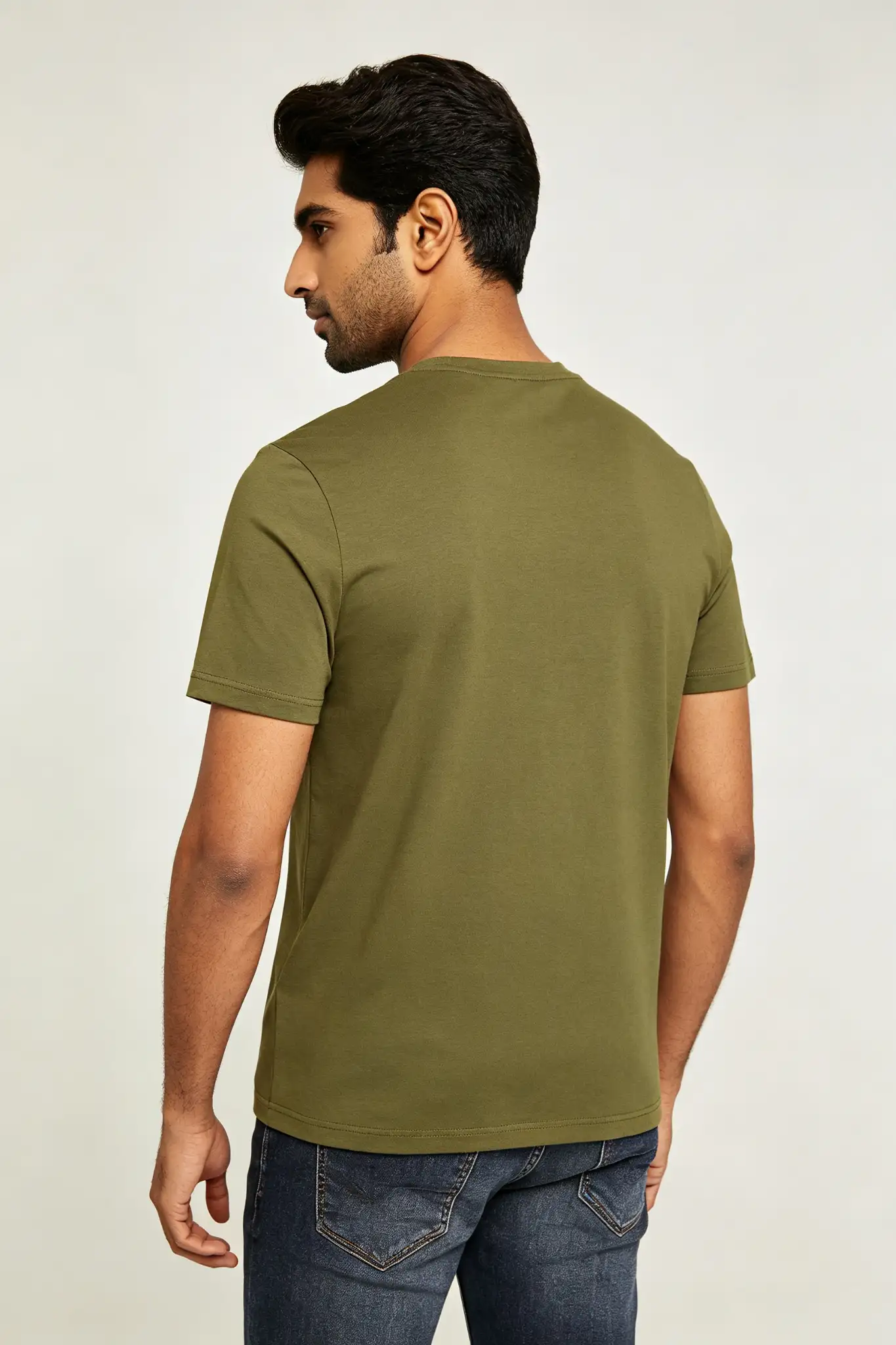 Olive Green Half Sleeve T-Shirt - Regular Fit - image 4