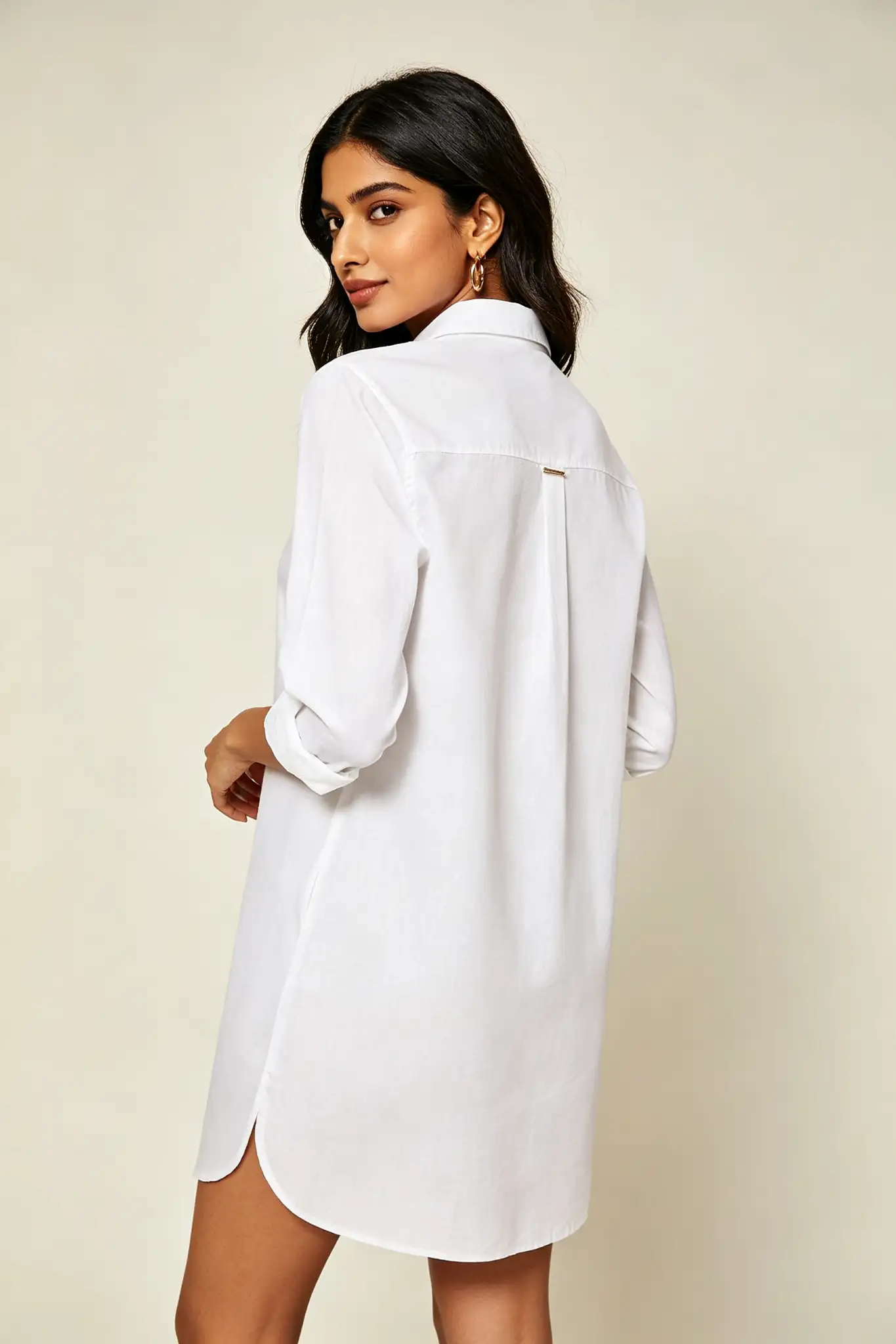 White Shirt Dress - Cotton - image 4
