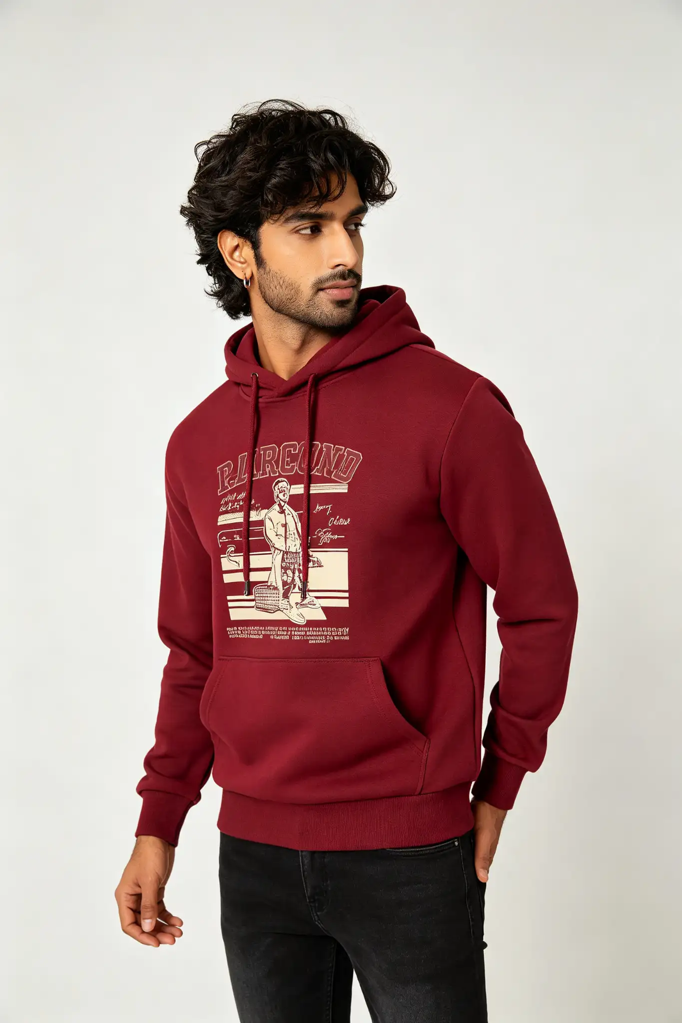 Maroon Graphic Print Hoodie - image 2