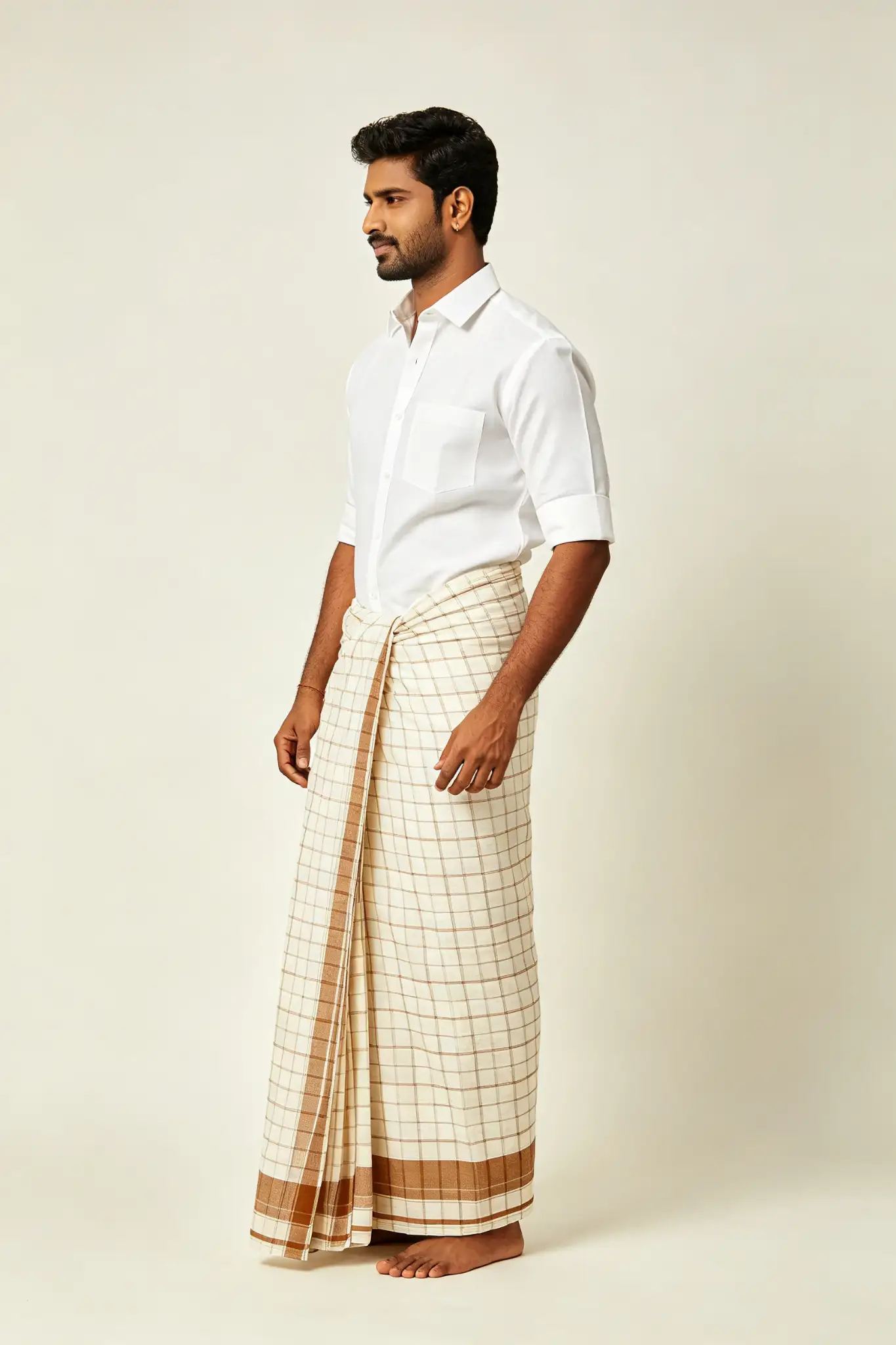 Checked Cotton Lungi - Multicolor - image 3