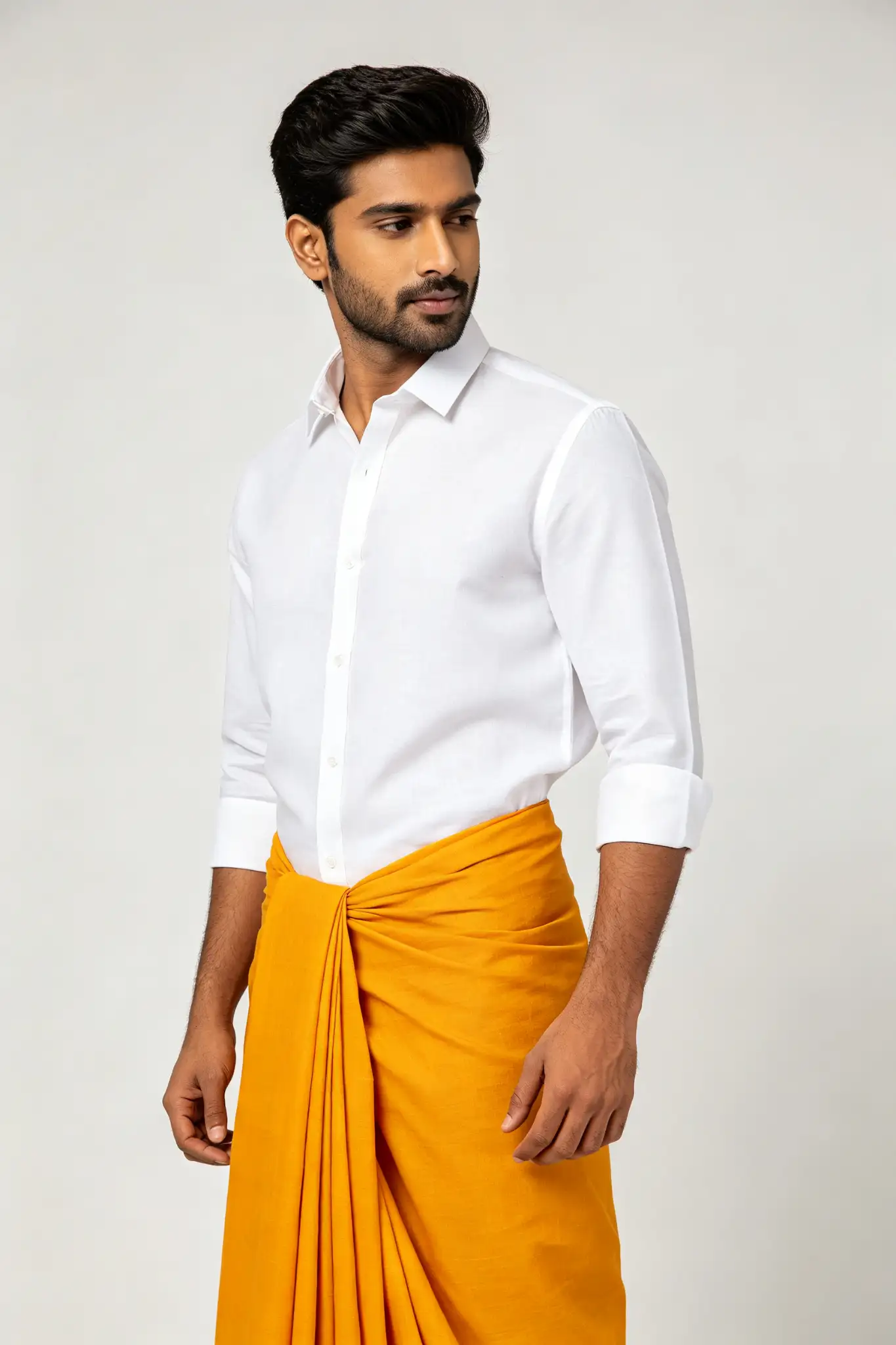 Turmeric Yellow Pure Cotton Lungi - image 3