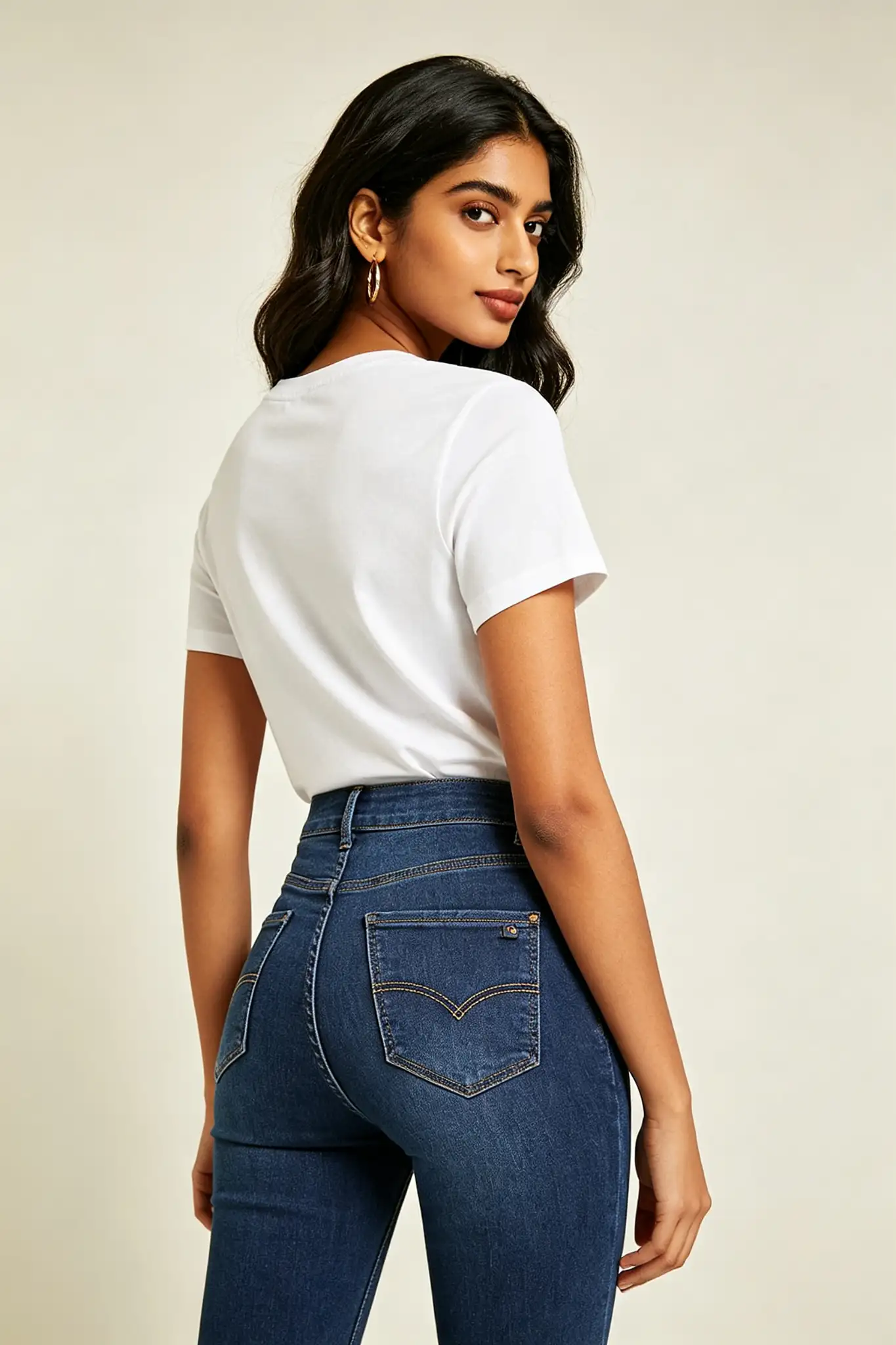 High Waist Skinny Jeans - Dark Blue - image 4