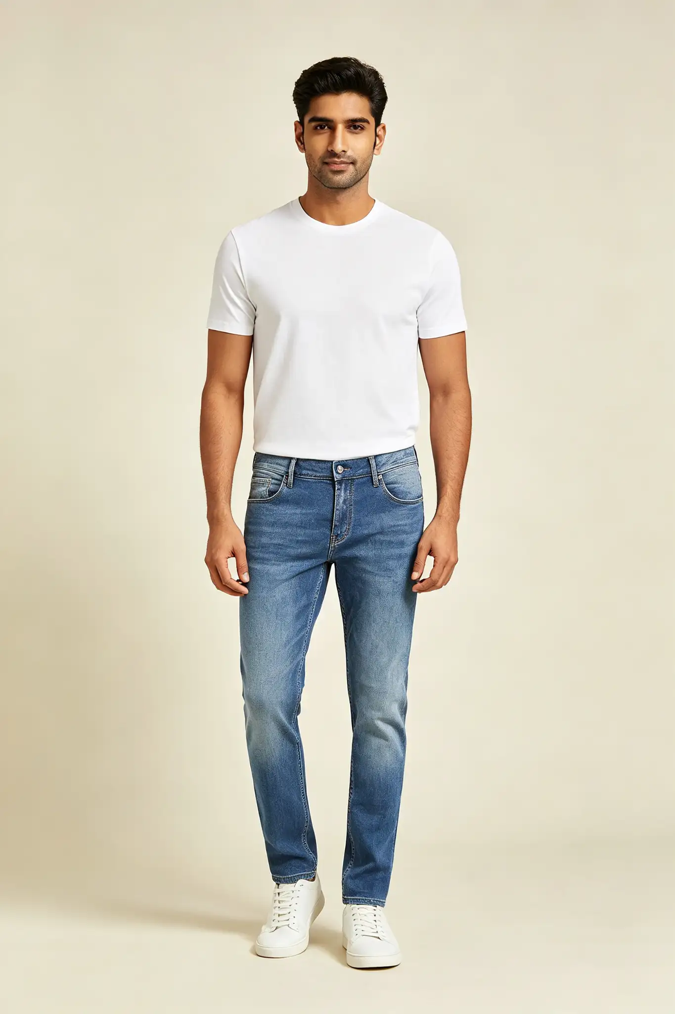 Blue Washed Tapered Fit Jeans - image 2