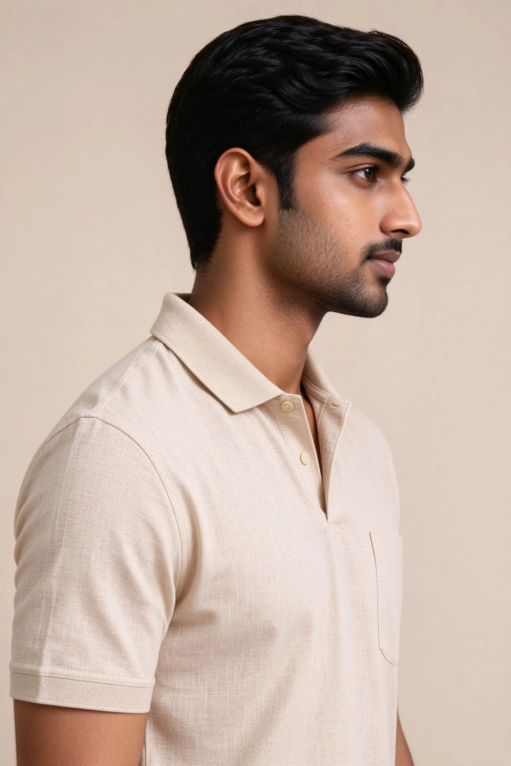 Beige Linen Blend Polo - Summer - image 4