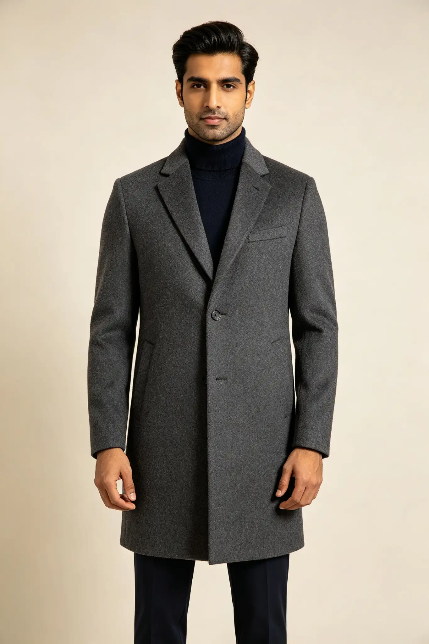 Charcoal Grey Wool Blend Overcoat - image 2