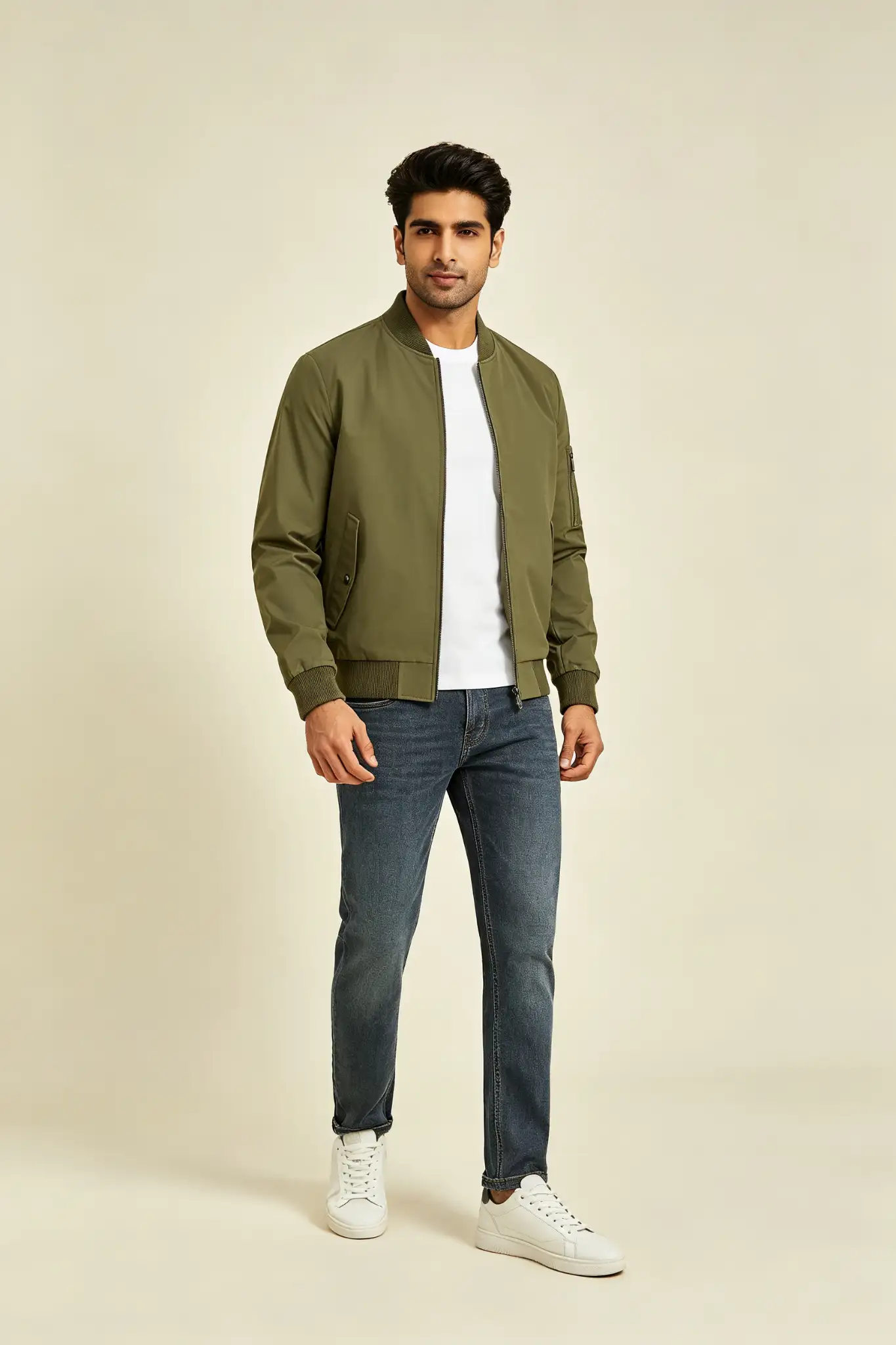 Olive Green Bomber Jacket - Casual - image 2