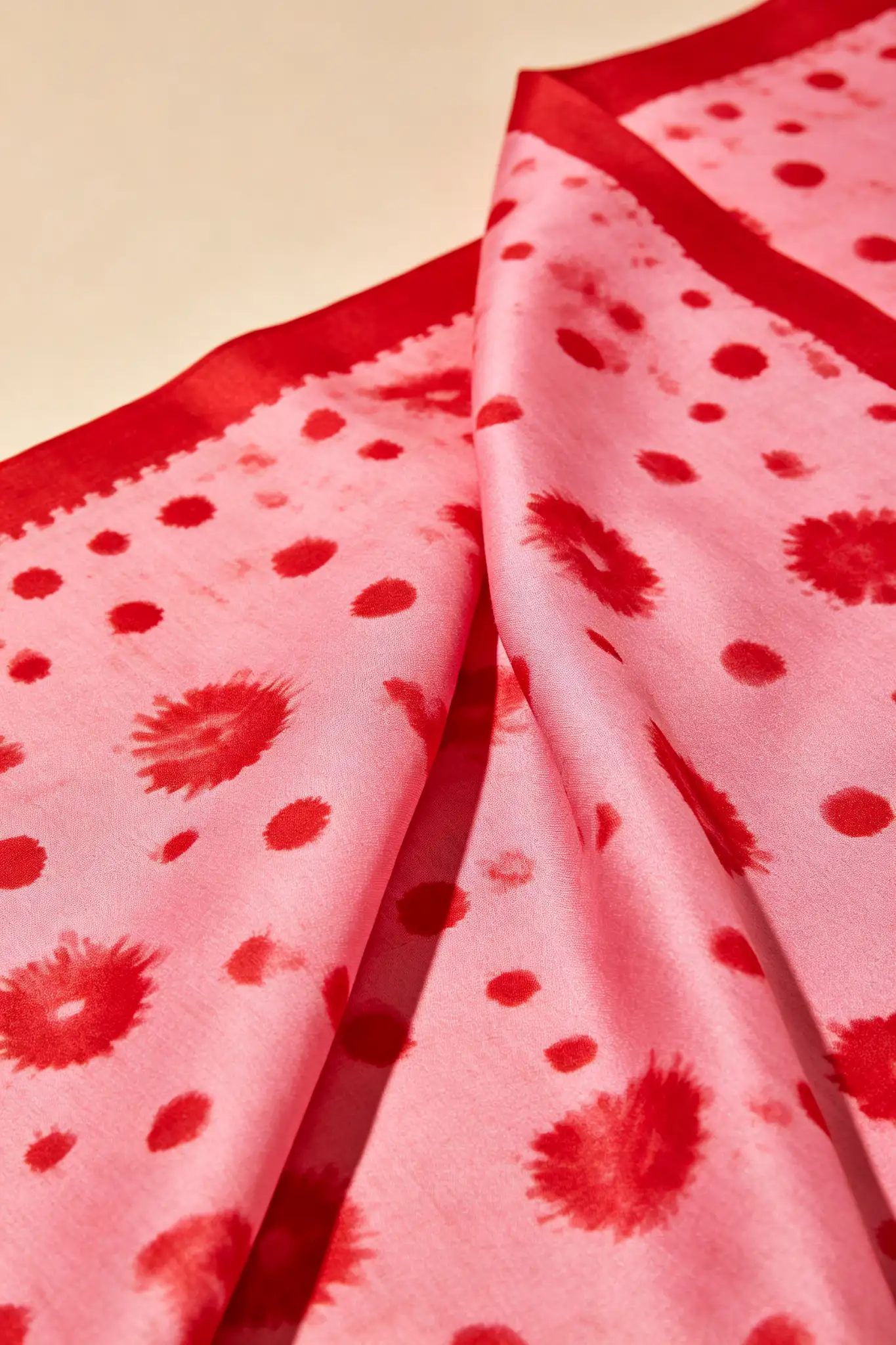 Bandhani Silk Saree - Pink & Red - image 6